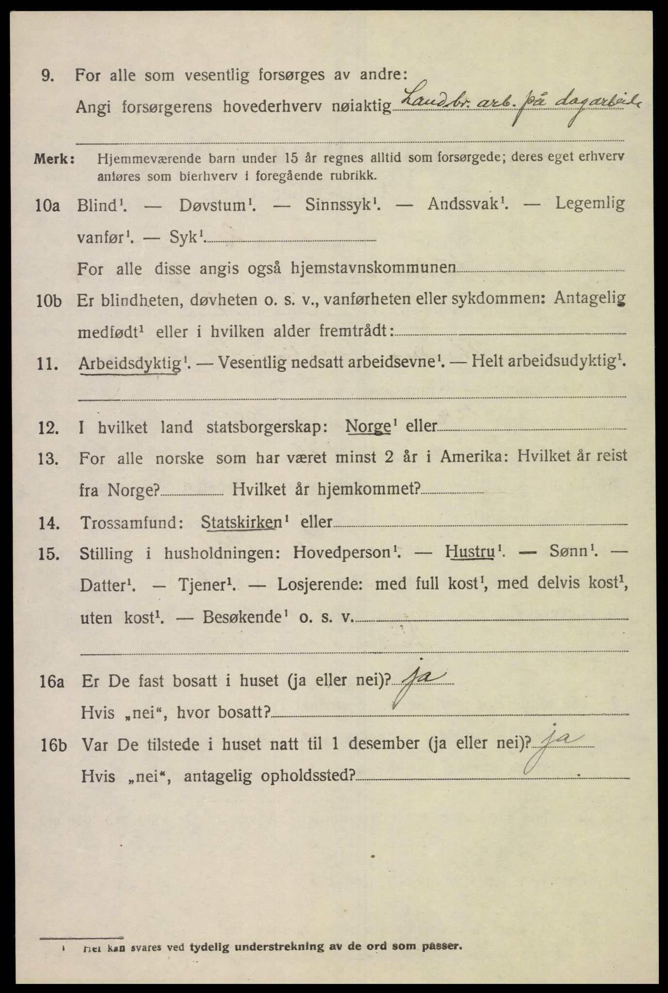 SAK, Folketelling 1920 for 1029 Sør-Audnedal herred, 1920, s. 1614