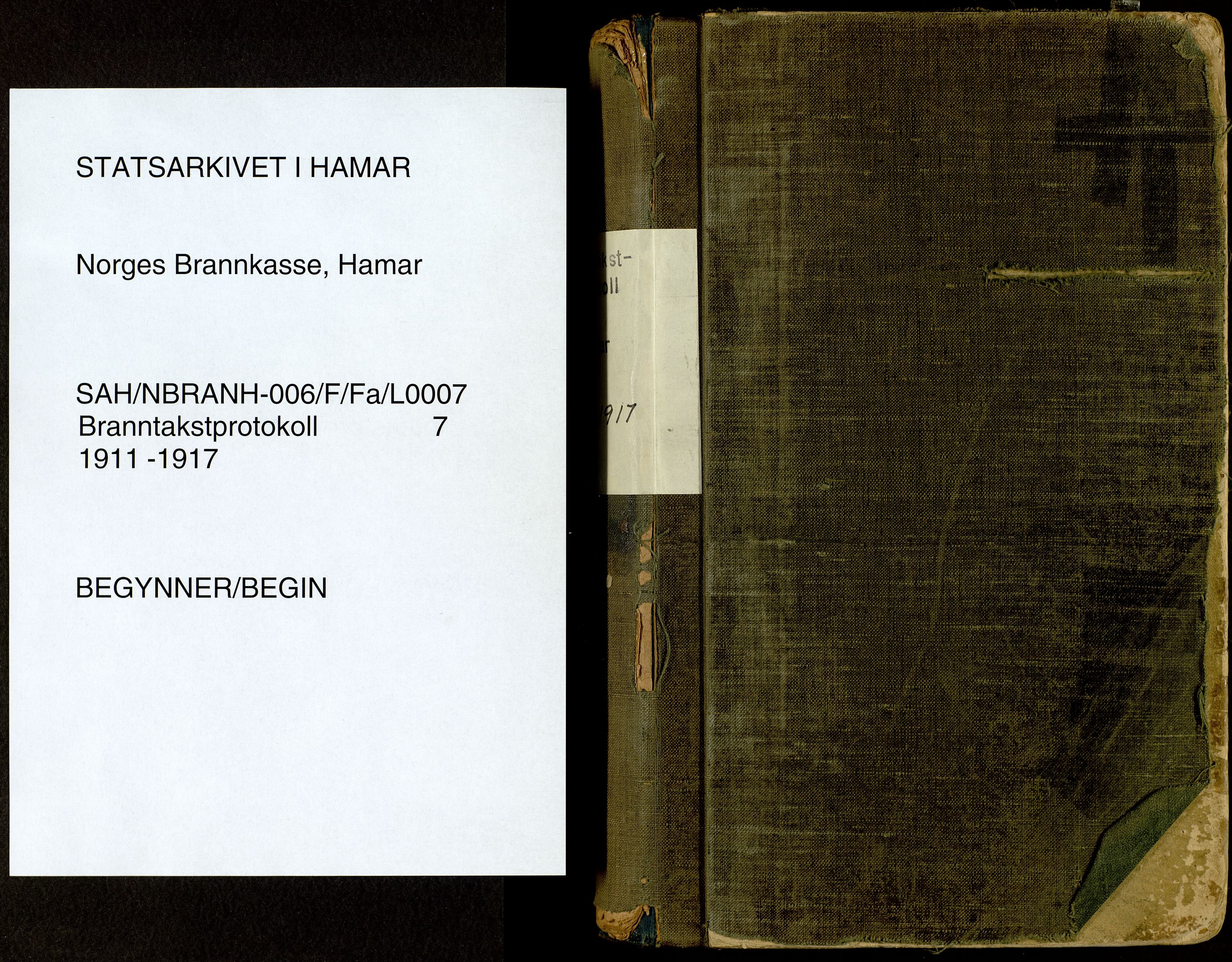 Norges Brannkasse, Hamar, SAH/NBRANH-006/F/Fa/L0007: Branntakstprotokoll, 1911-1917