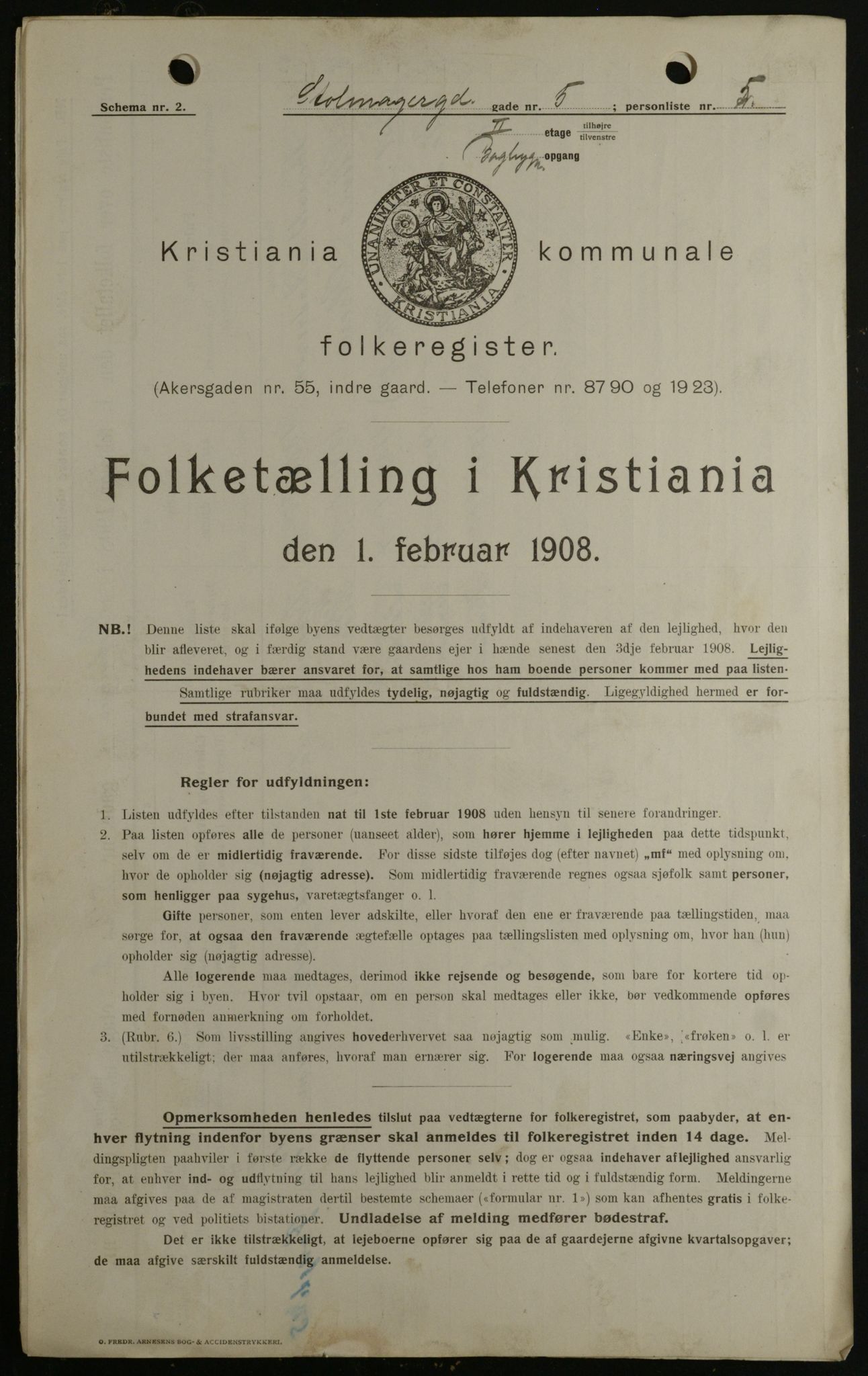 OBA, Kommunal folketelling 1.2.1908 for Kristiania kjøpstad, 1908, s. 92195