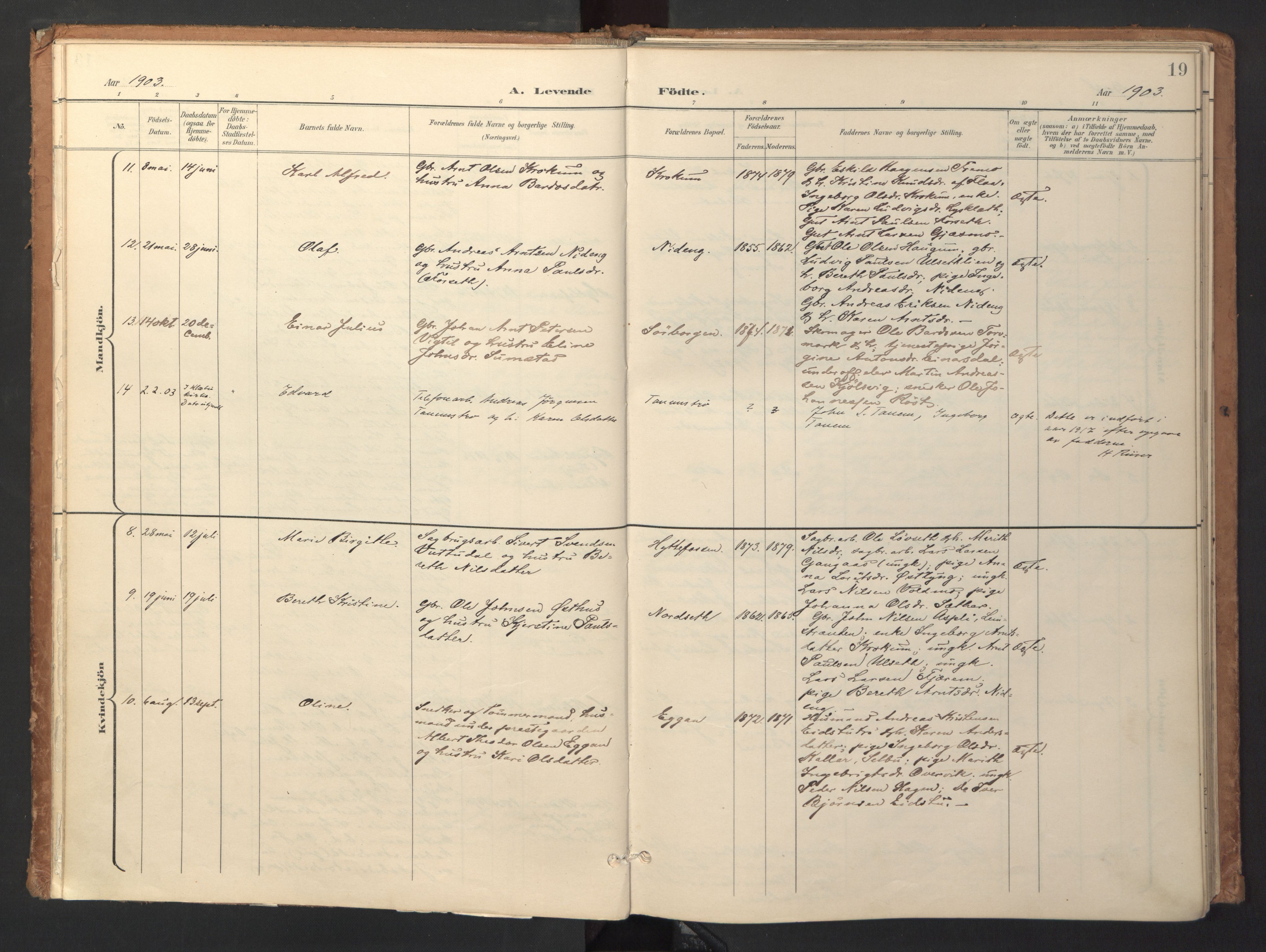 Ministerialprotokoller, klokkerbøker og fødselsregistre - Sør-Trøndelag, SAT/A-1456/618/L0448: Ministerialbok nr. 618A11, 1898-1916, s. 19