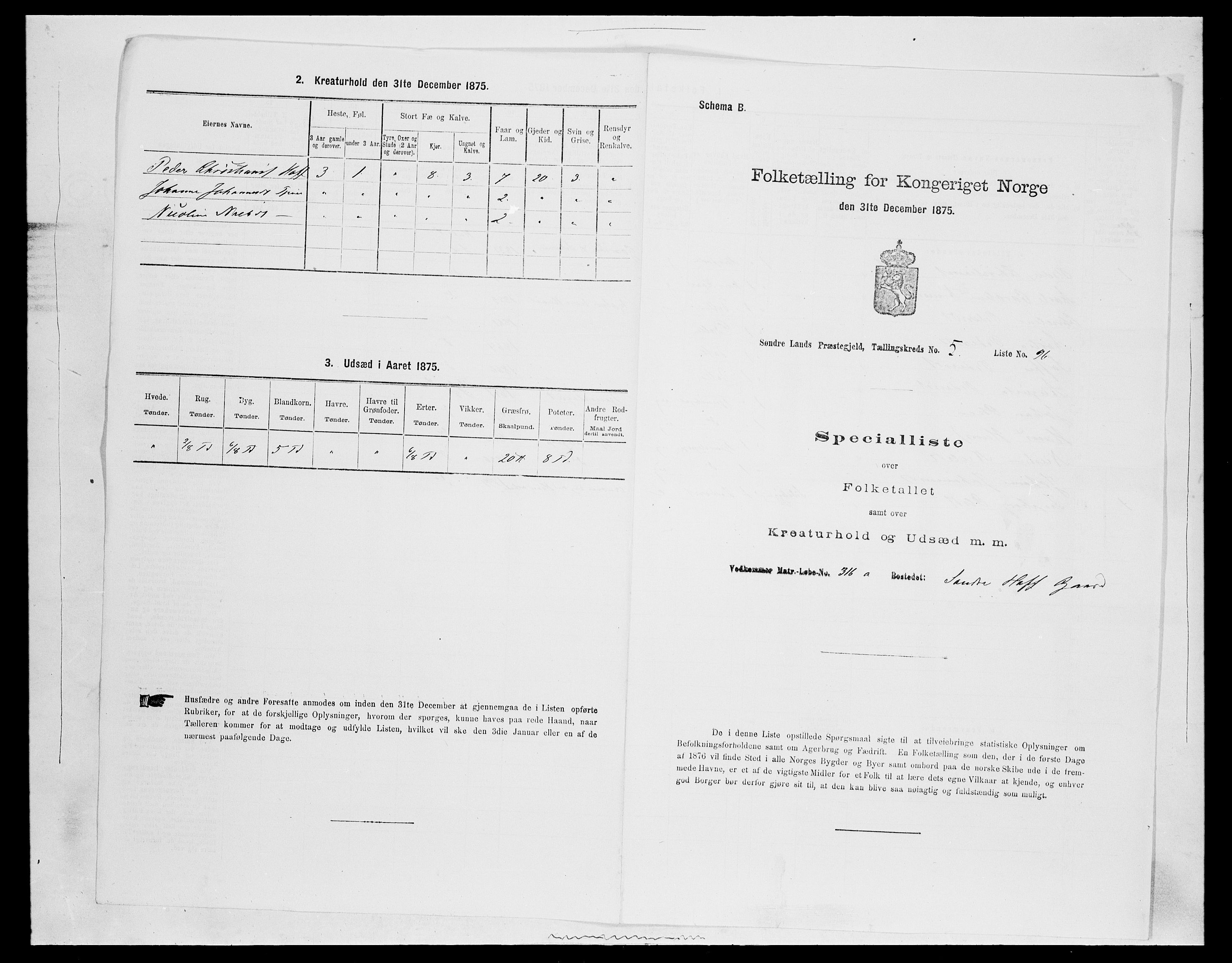 SAH, Folketelling 1875 for 0536P Søndre Land prestegjeld, 1875, s. 841