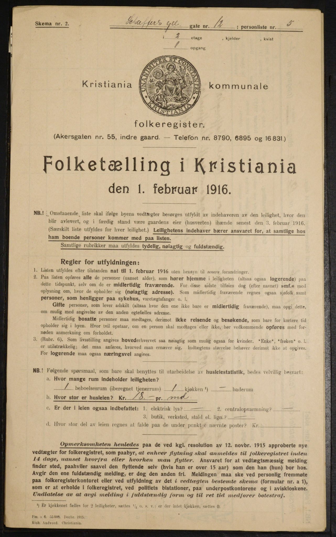 OBA, Kommunal folketelling 1.2.1916 for Kristiania, 1916, s. 95586