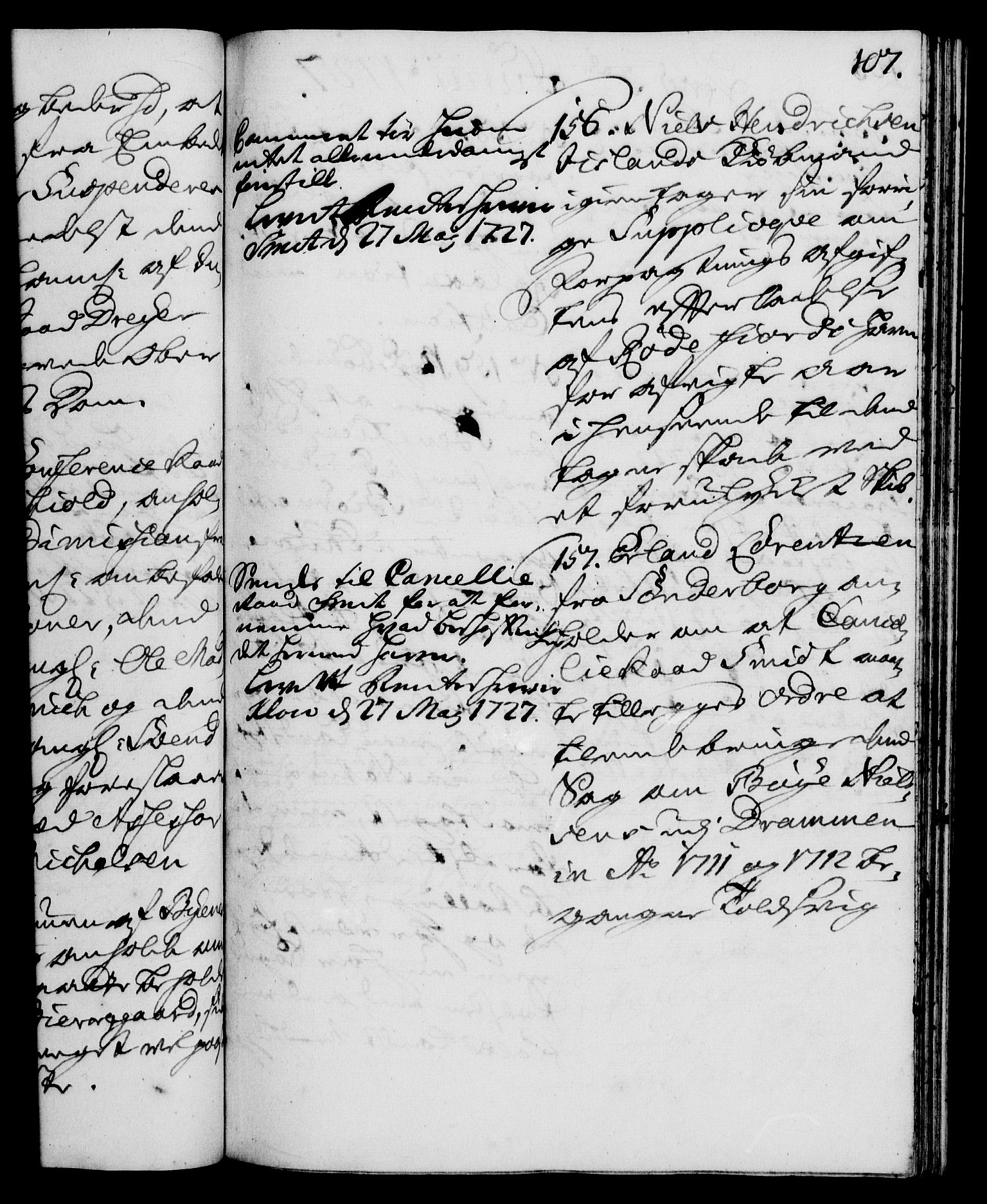 Rentekammeret, Kammerkanselliet, RA/EA-3111/G/Gh/Gha/L0009: Norsk ekstraktmemorialprotokoll (merket RK 53.54), 1726-1728, s. 107