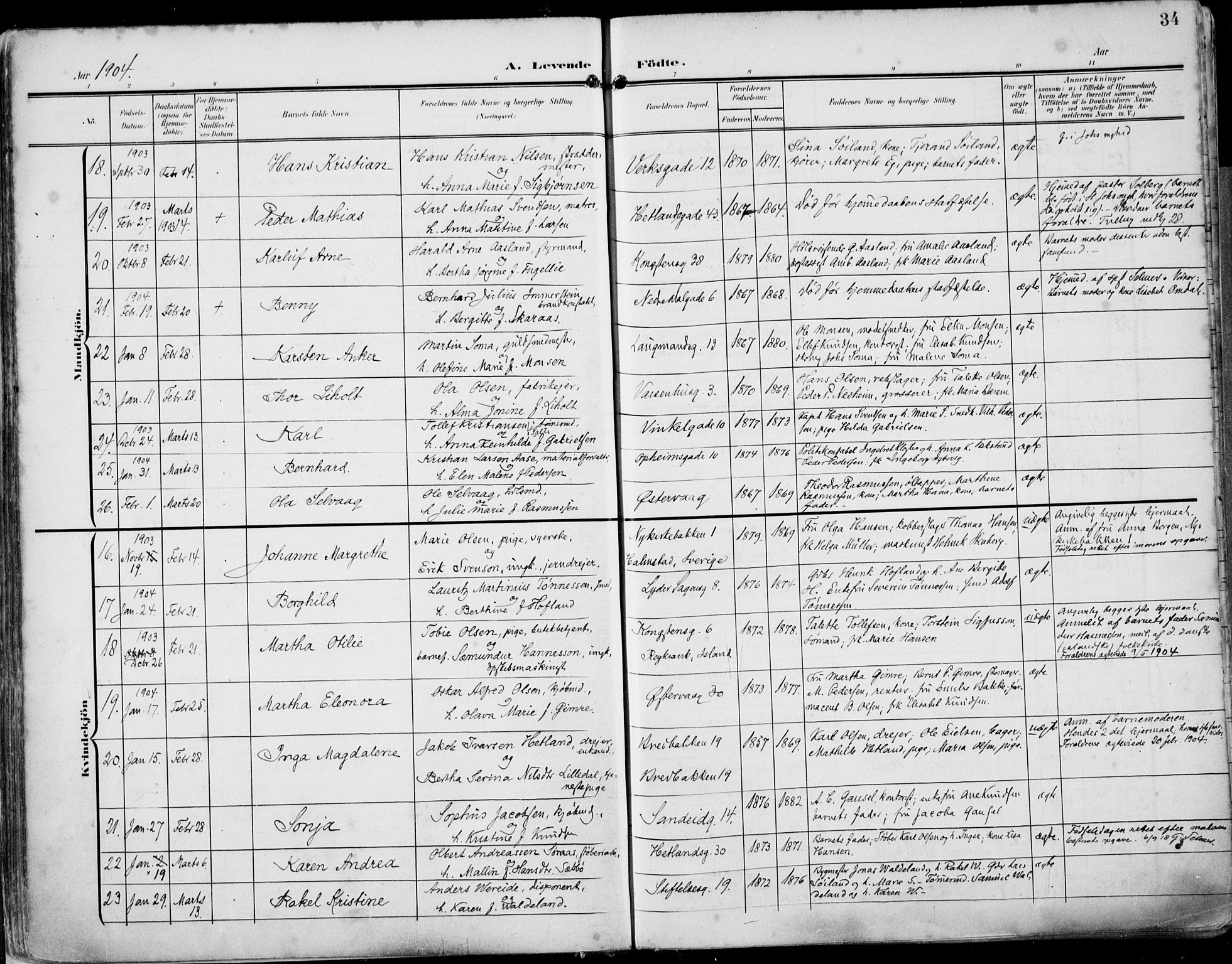 St. Petri sokneprestkontor, AV/SAST-A-101813/002/A/L0005: Ministerialbok nr. A 23, 1902-1918, s. 34