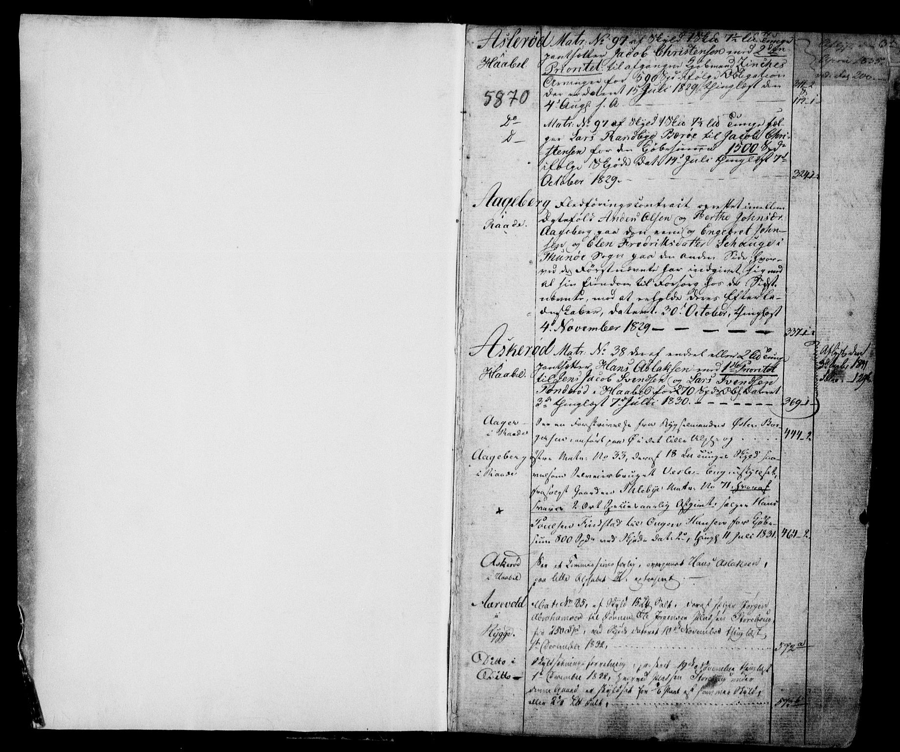 Moss sorenskriveri, SAO/A-10168: Panteregister nr. I 5, 1829-1850