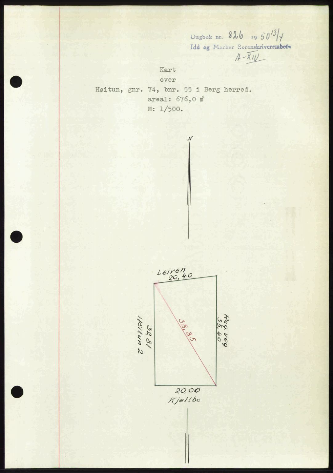 Idd og Marker sorenskriveri, AV/SAO-A-10283/G/Gb/Gbb/L0014: Pantebok nr. A14, 1950-1950, Dagboknr: 826/1950