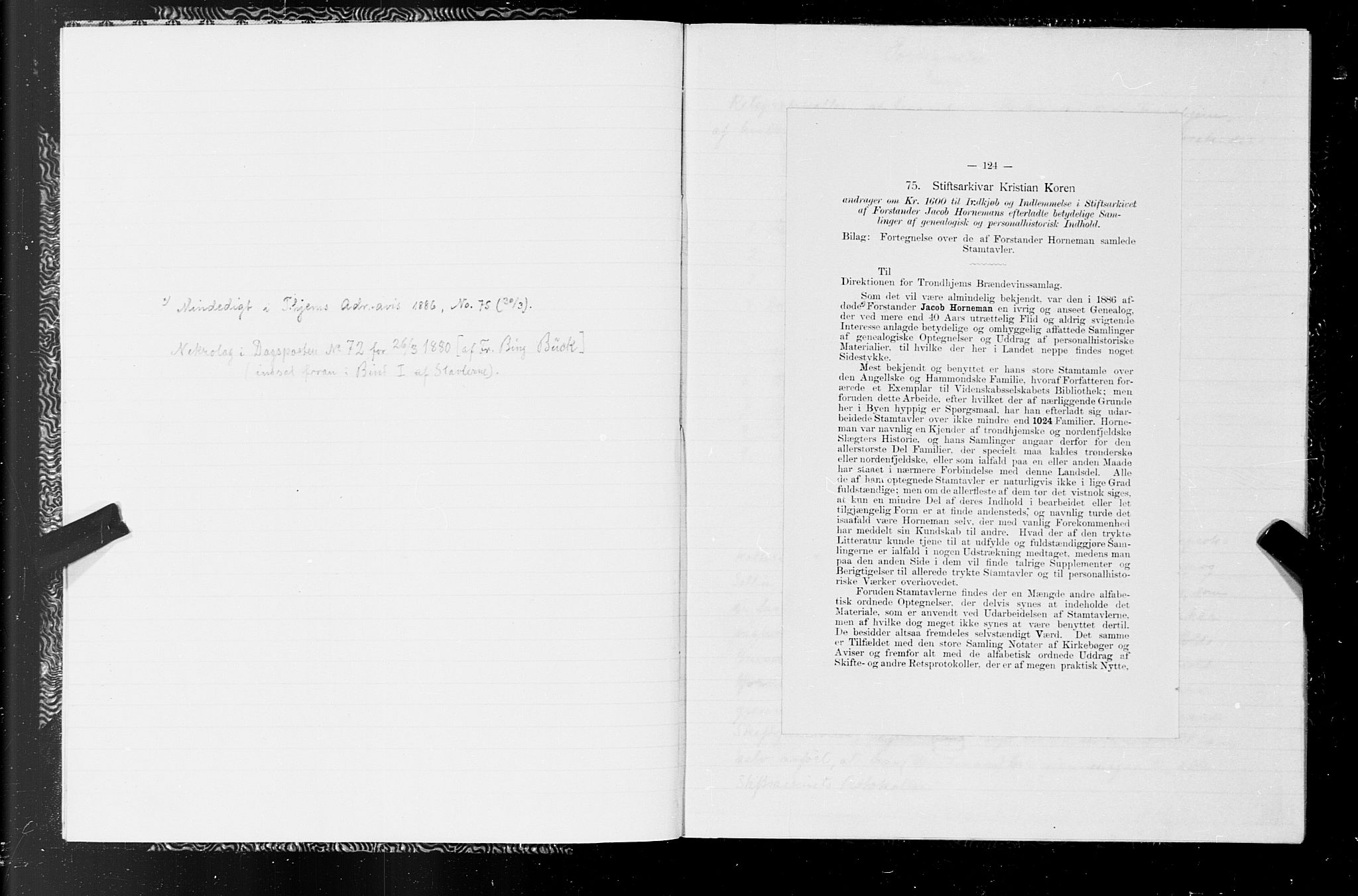 Hornemans samlinger, SAT/PA-X/A/L0018: Alfabetisk fortegnelse, 1600-1886