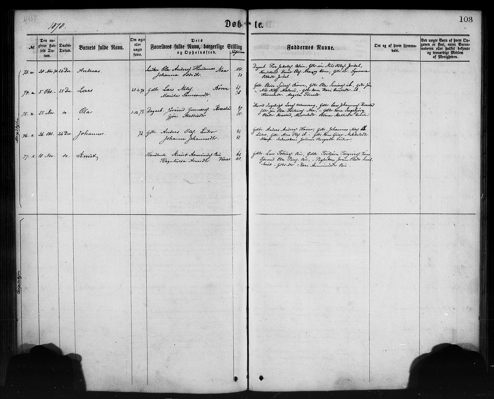 Ullensvang sokneprestembete, AV/SAB-A-78701/H/Haa: Ministerialbok nr. A 12, 1867-1881, s. 103