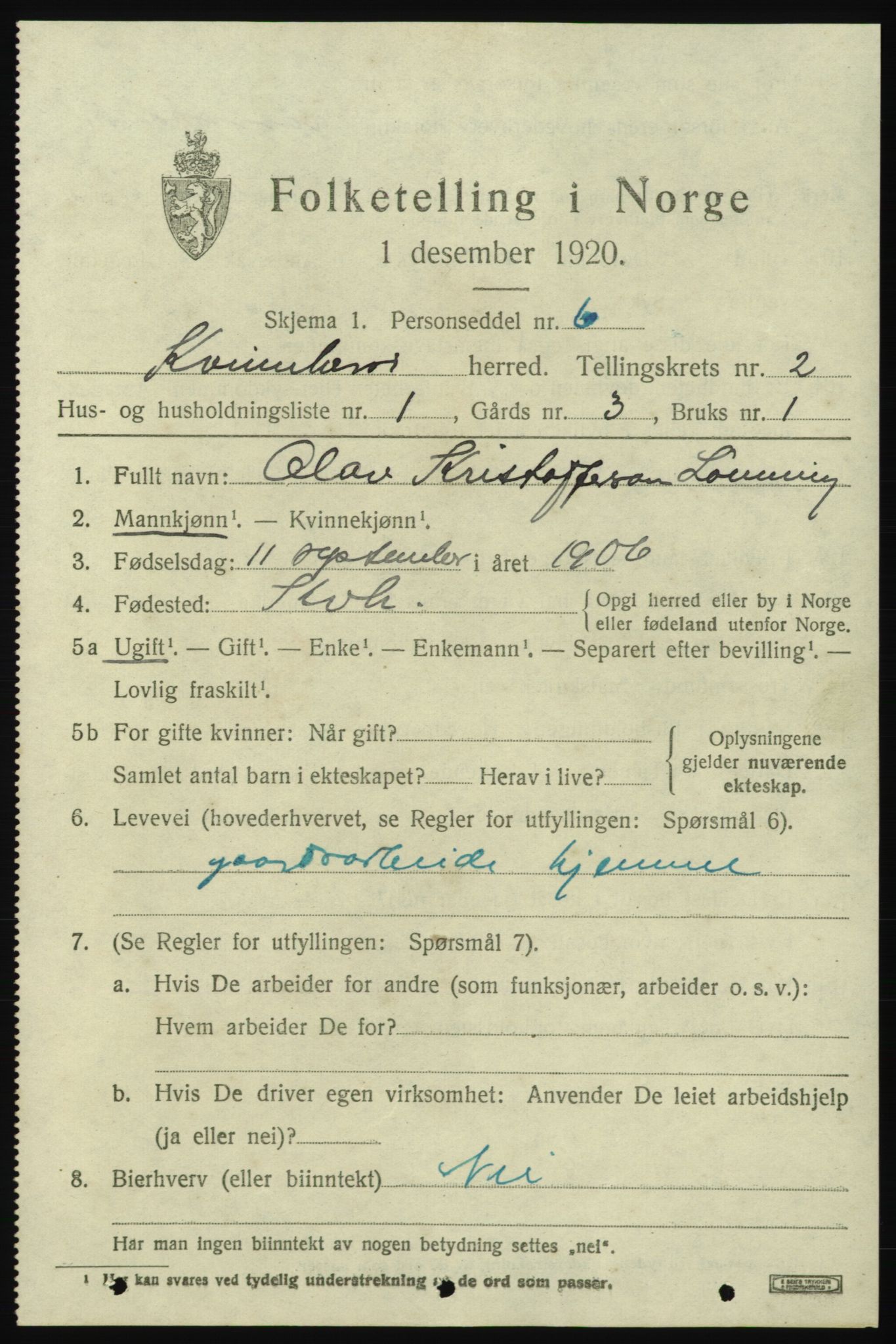 SAB, Folketelling 1920 for 1224 Kvinnherad herred, 1920, s. 4082