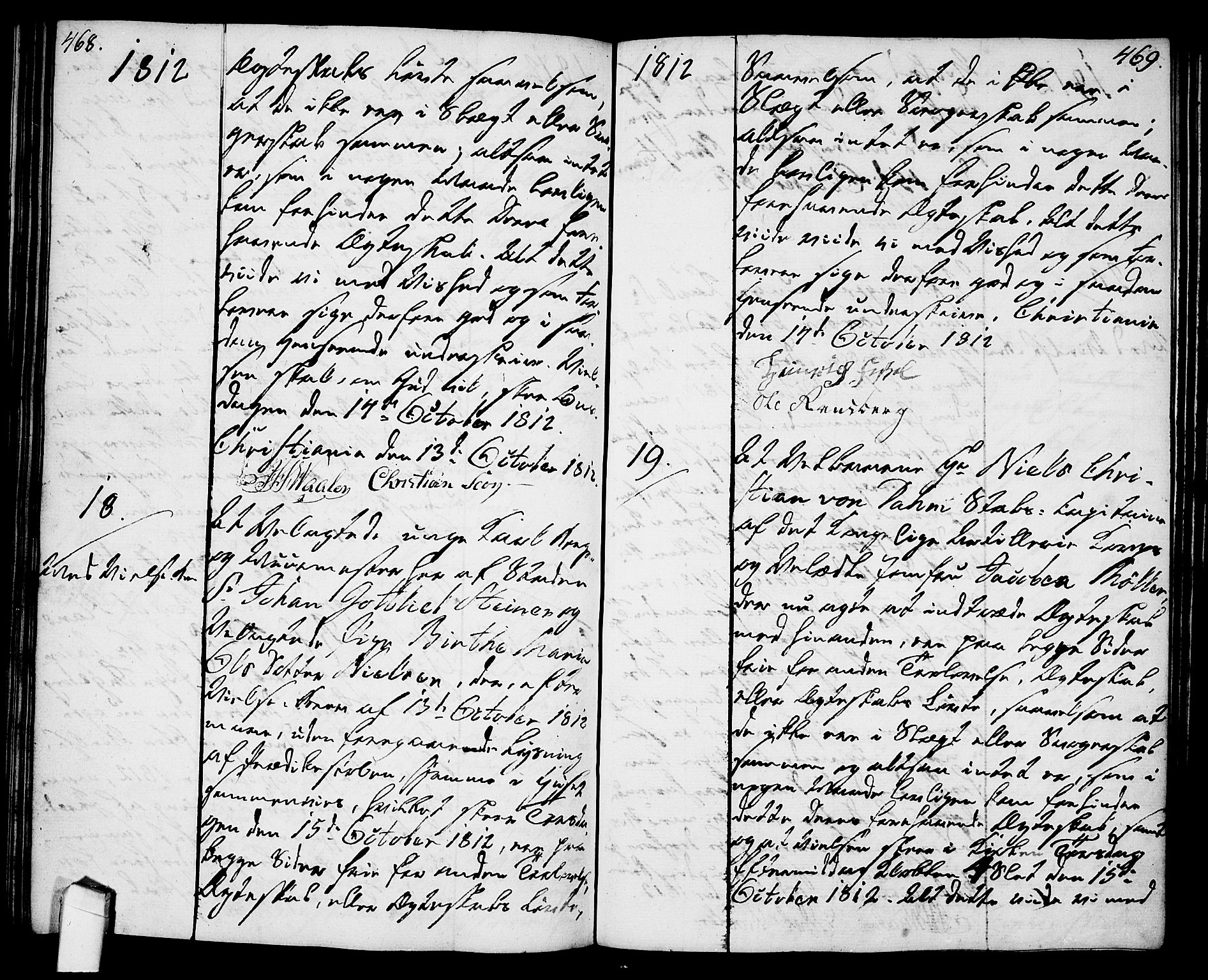 Oslo domkirke Kirkebøker, SAO/A-10752/L/La/L0011: Forlovererklæringer nr. 11, 1807-1819, s. 468-469