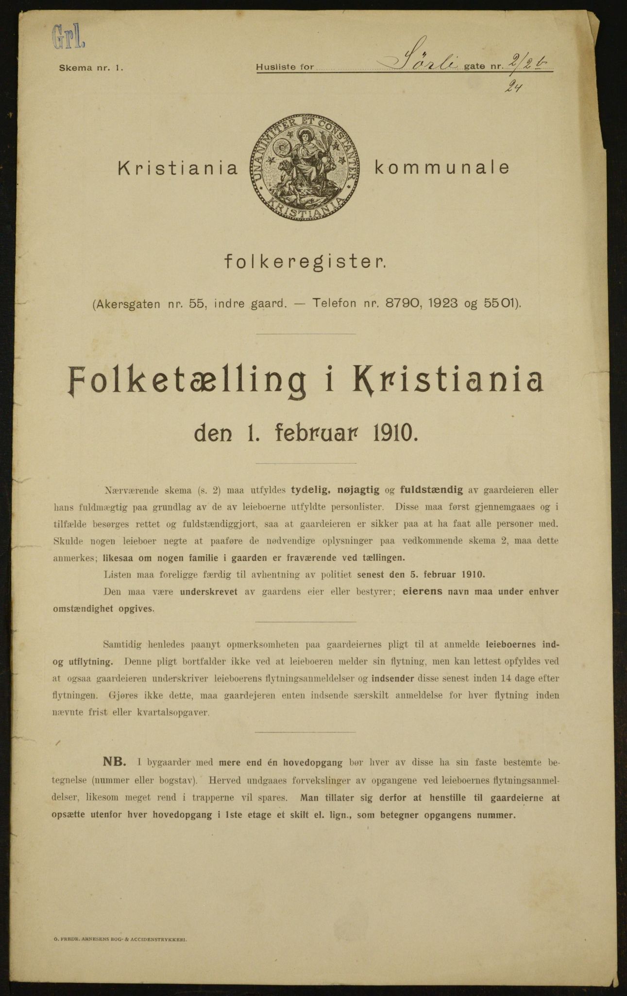 OBA, Kommunal folketelling 1.2.1910 for Kristiania, 1910, s. 101057