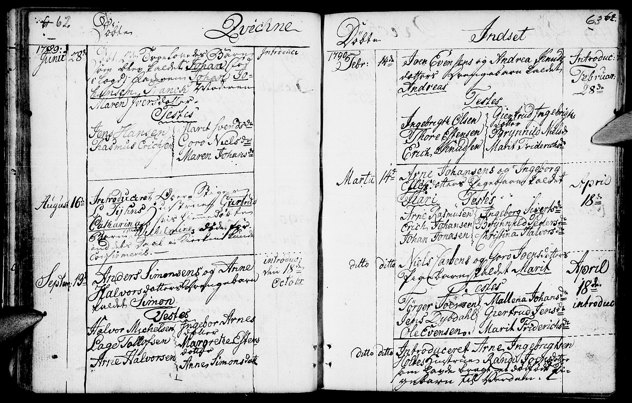Kvikne prestekontor, AV/SAH-PREST-064/H/Ha/Haa/L0003: Ministerialbok nr. 3, 1785-1814, s. 62-63