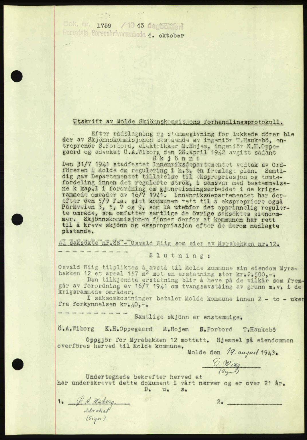 Romsdal sorenskriveri, AV/SAT-A-4149/1/2/2C: Pantebok nr. A15, 1943-1944, Dagboknr: 1759/1943