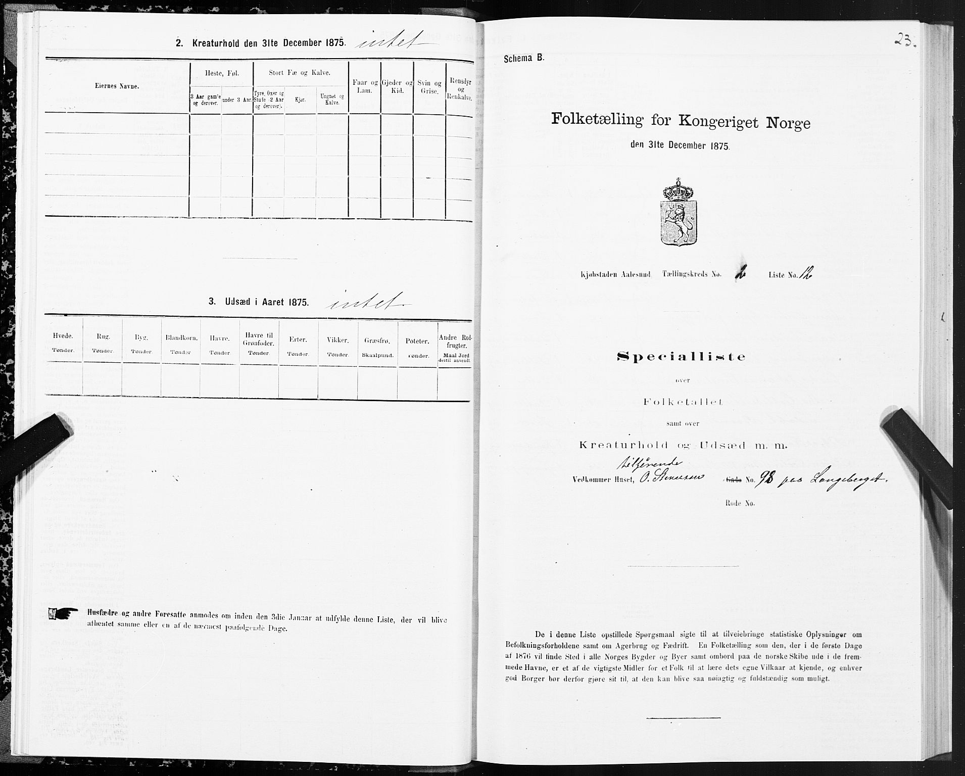 SAT, Folketelling 1875 for 1501P Ålesund prestegjeld, 1875, s. 2023