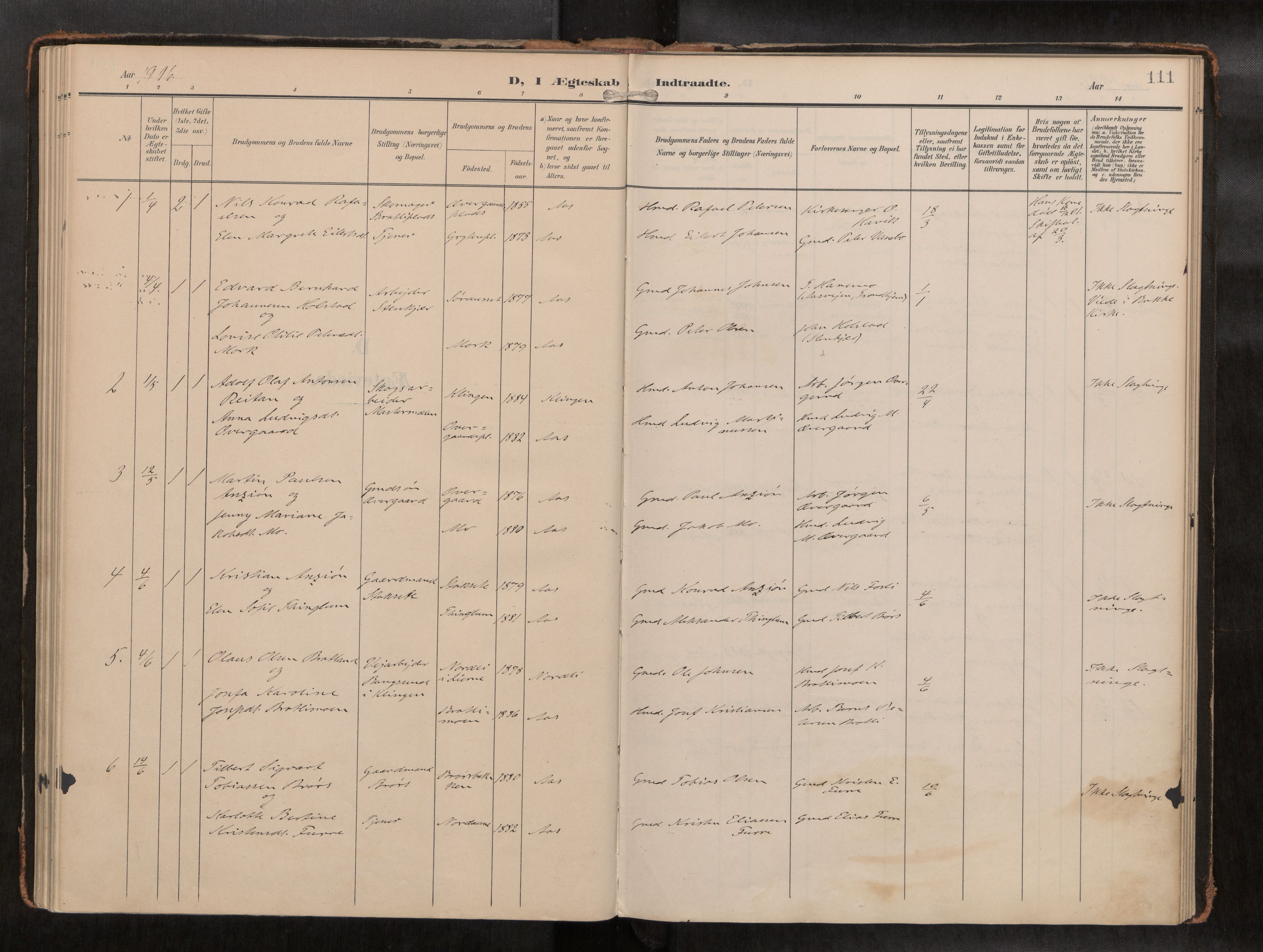 Ministerialprotokoller, klokkerbøker og fødselsregistre - Nord-Trøndelag, SAT/A-1458/742/L0409a: Ministerialbok nr. 742A03, 1906-1924, s. 111