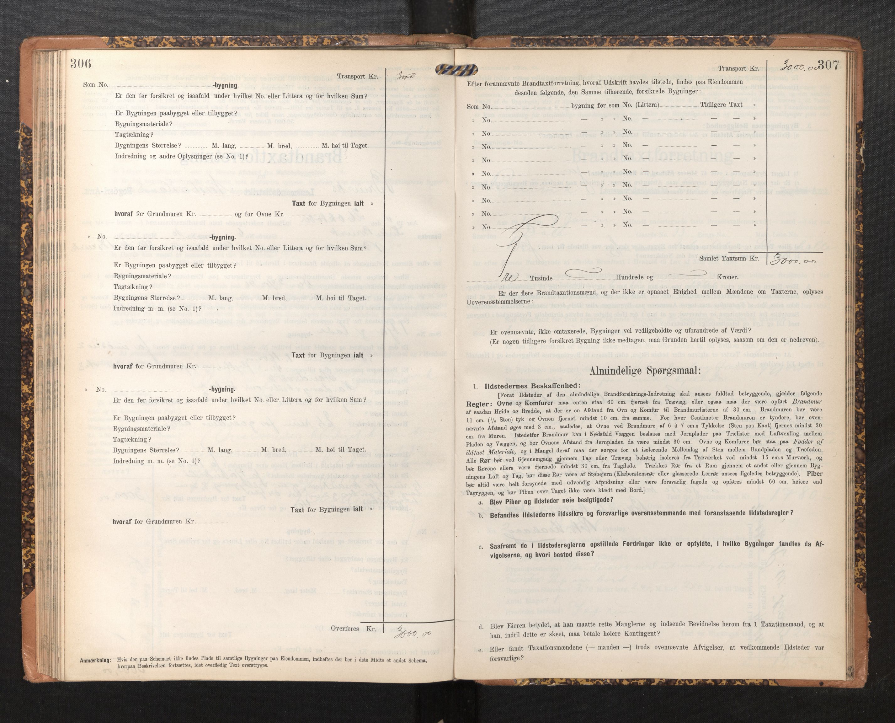 Lensmannen i Bruvik, AV/SAB-A-31301/0012/L0007: Branntakstprotokoll, skjematakst, 1906-1918, s. 306-307