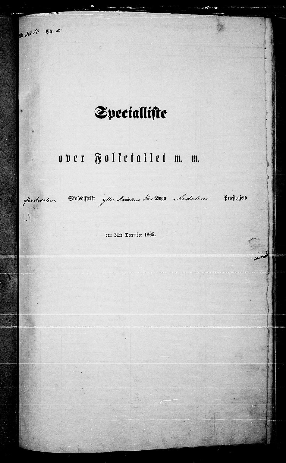 RA, Folketelling 1865 for 0614P Ådal prestegjeld, 1865, s. 98