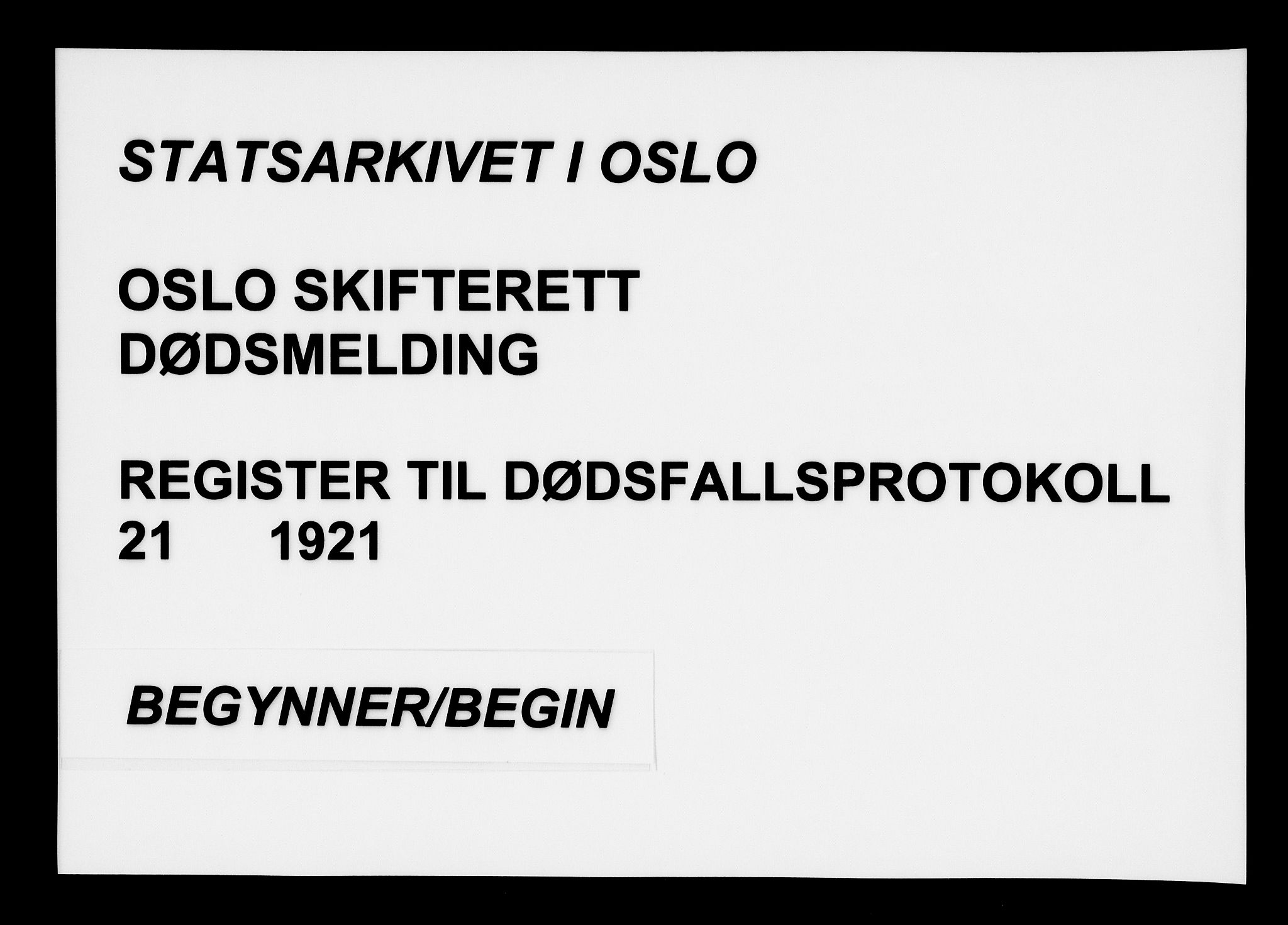 Oslo skifterett, SAO/A-10383/F/Fa/Faa/L0021: Navneregister, 1921