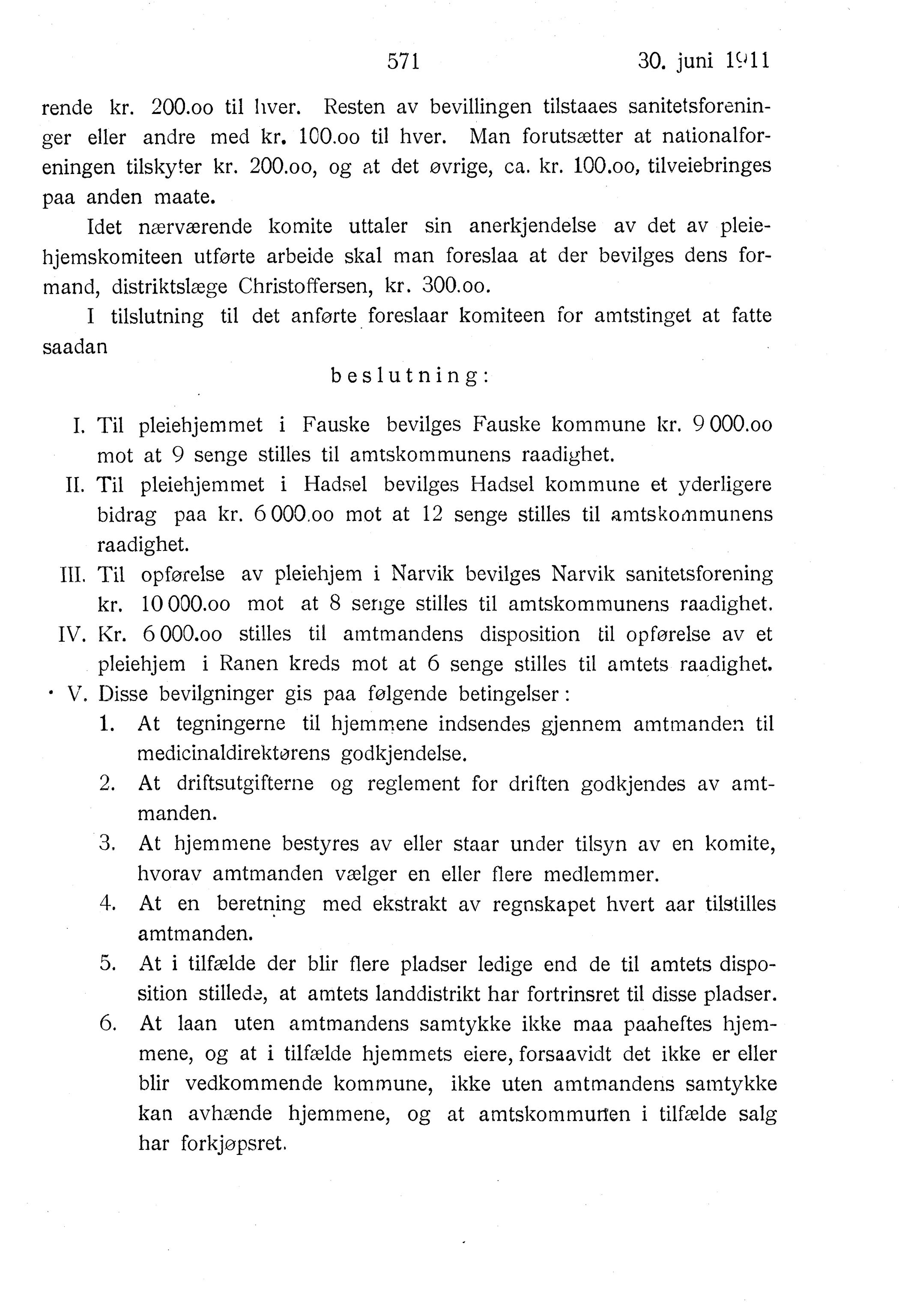 Nordland Fylkeskommune. Fylkestinget, AIN/NFK-17/176/A/Ac/L0034: Fylkestingsforhandlinger 1911, 1911