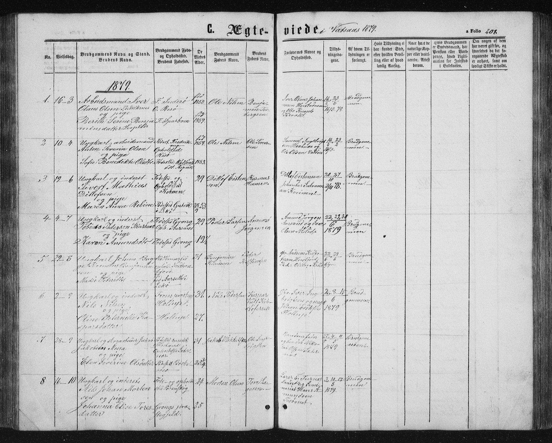 Ministerialprotokoller, klokkerbøker og fødselsregistre - Nordland, SAT/A-1459/810/L0158: Klokkerbok nr. 810C02 /1, 1863-1883, s. 208