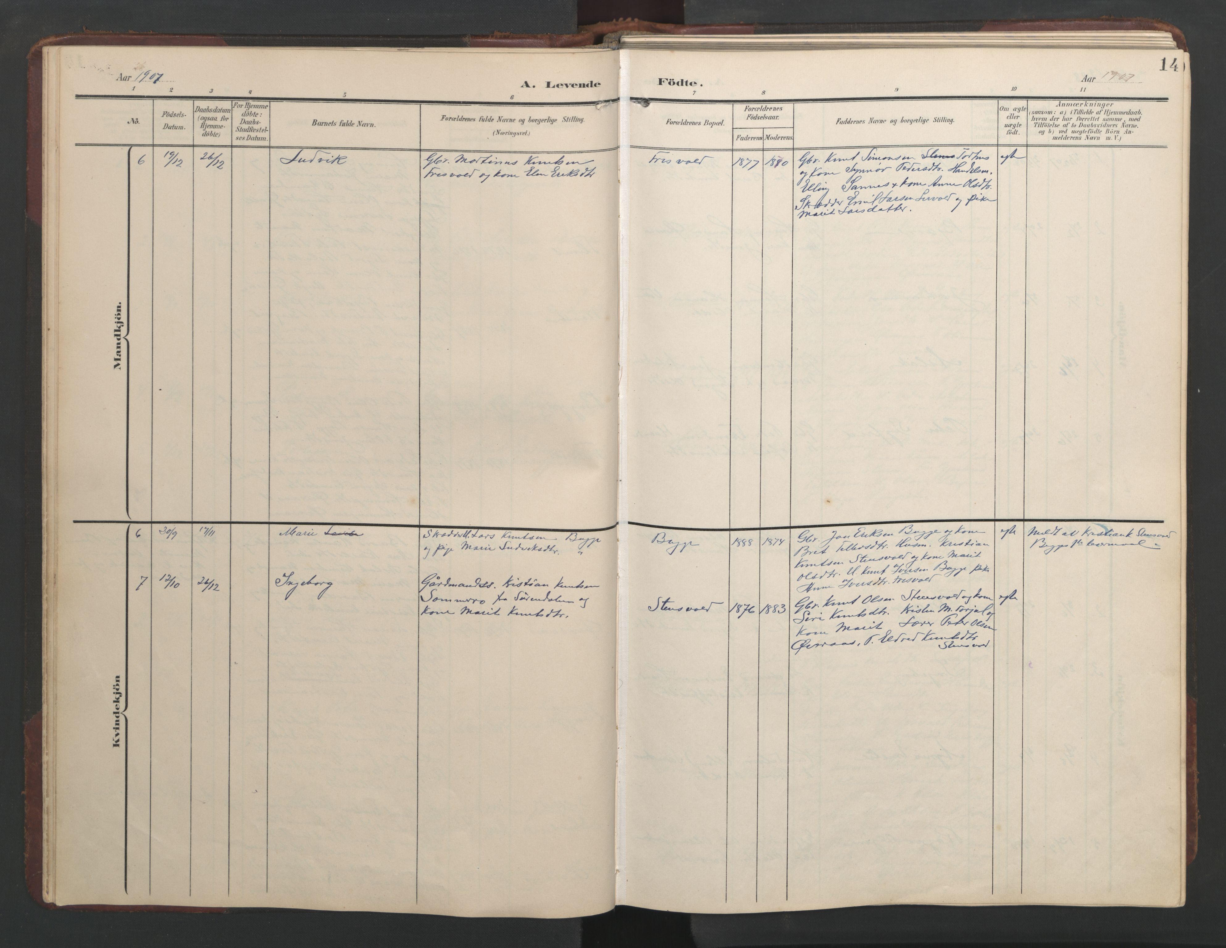 Ministerialprotokoller, klokkerbøker og fødselsregistre - Møre og Romsdal, AV/SAT-A-1454/552/L0639: Klokkerbok nr. 552C02, 1903-1960, s. 14