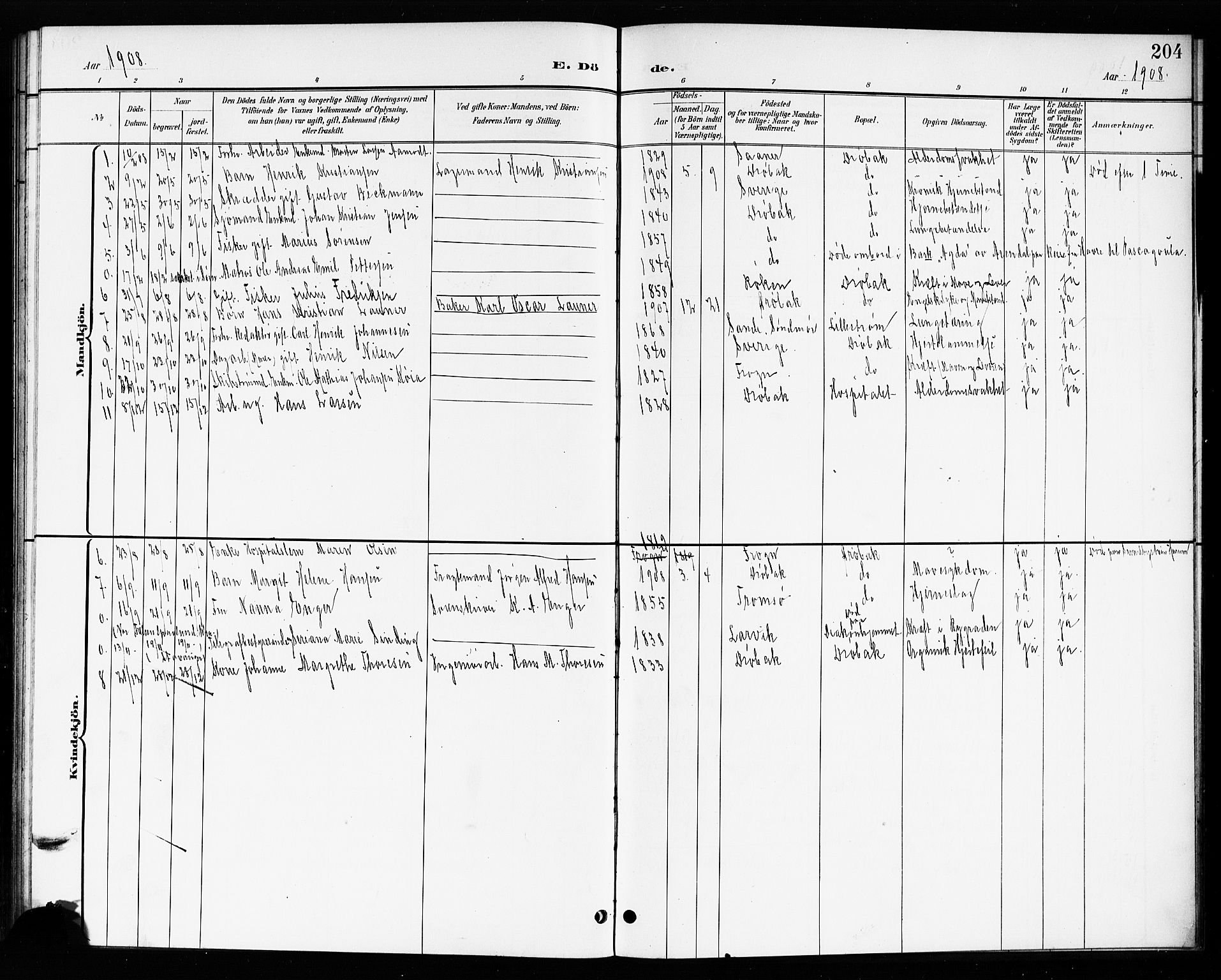 Drøbak prestekontor Kirkebøker, AV/SAO-A-10142a/G/Ga/L0001: Klokkerbok nr. I 1, 1897-1917, s. 204