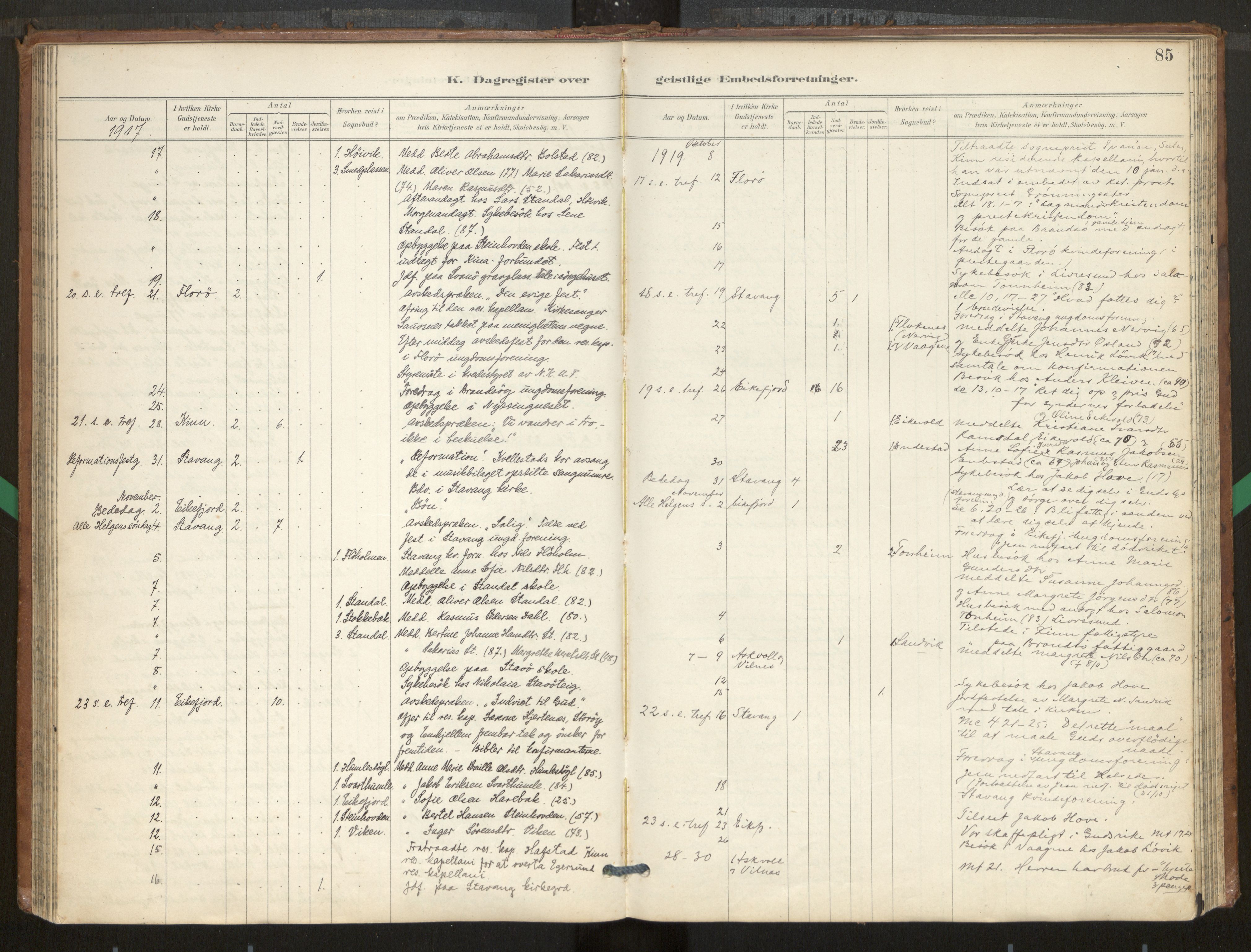 Kinn sokneprestembete, AV/SAB-A-80801/H/Hab/Haba/L0002b: Klokkerbok nr. A 2b, 1916-1978, s. 85