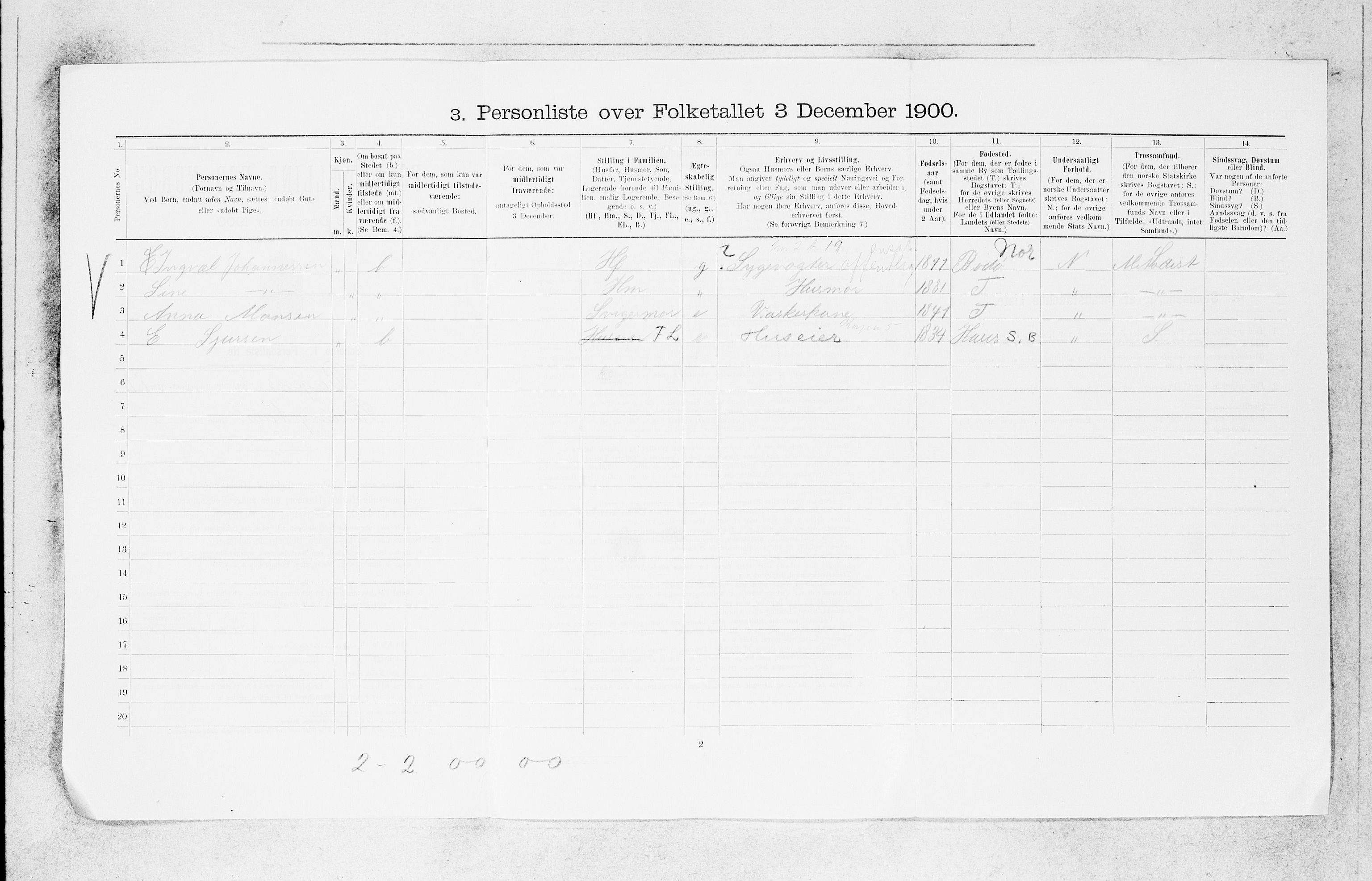 SAB, Folketelling 1900 for 1301 Bergen kjøpstad, 1900, s. 16657