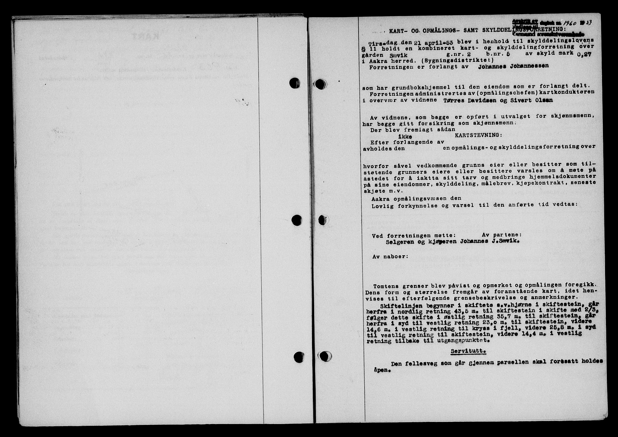 Karmsund sorenskriveri, SAST/A-100311/01/II/IIB/L0109: Pantebok nr. 89A, 1953-1953, Dagboknr: 1960/1953