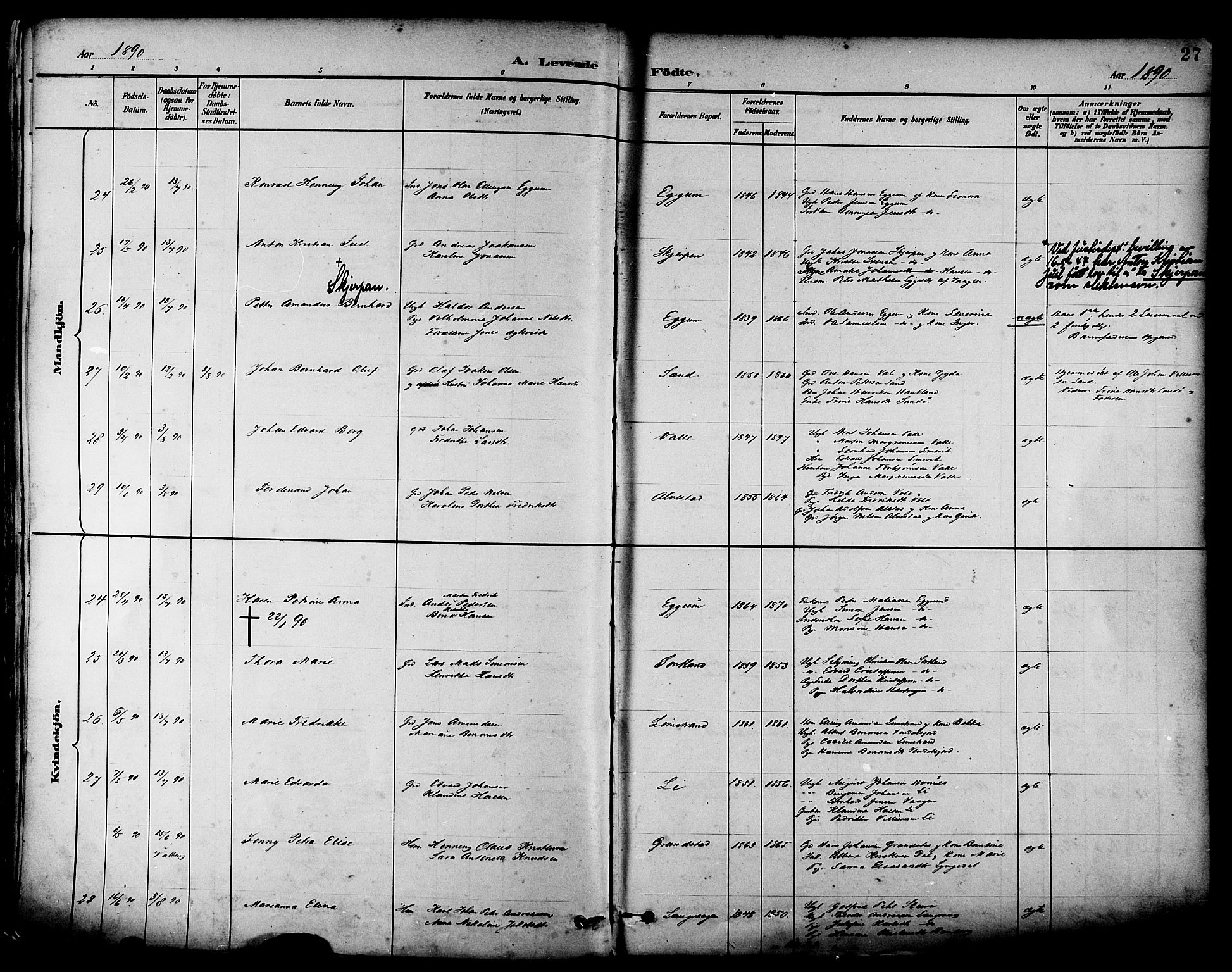 Ministerialprotokoller, klokkerbøker og fødselsregistre - Nordland, AV/SAT-A-1459/880/L1133: Ministerialbok nr. 880A07, 1888-1898, s. 27