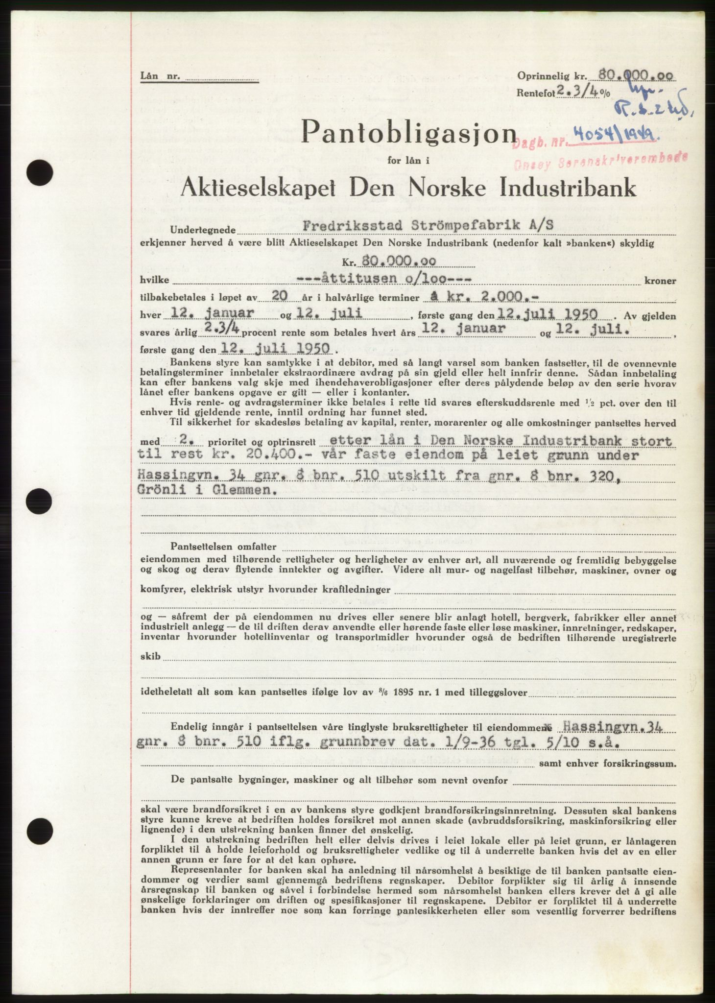 Onsøy sorenskriveri, SAO/A-10474/G/Ga/Gac/L0009: Pantebok nr. B 13-9, 1949-1950, Dagboknr: 4054/1949
