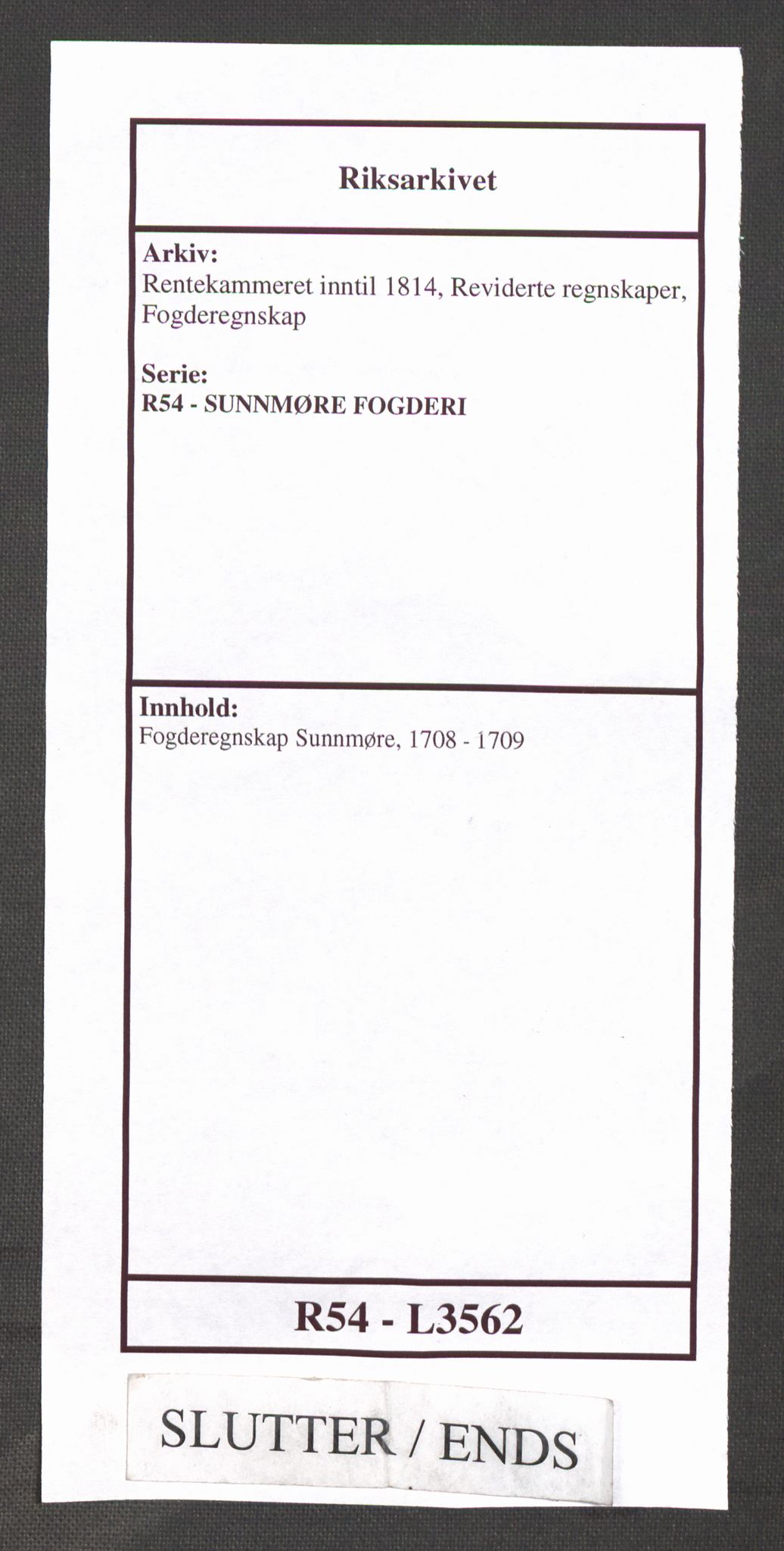 Rentekammeret inntil 1814, Reviderte regnskaper, Fogderegnskap, AV/RA-EA-4092/R54/L3562: Fogderegnskap Sunnmøre, 1708-1709, s. 380