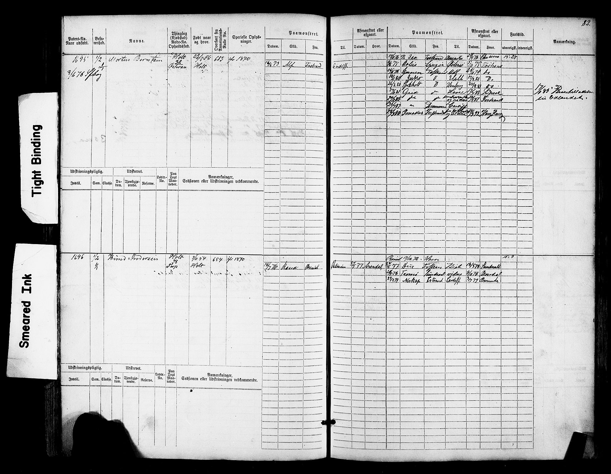 Tvedestrand mønstringskrets, AV/SAK-2031-0011/F/Fb/L0017: Hovedrulle nr 1533-2288, U-33, 1874-1882, s. 86