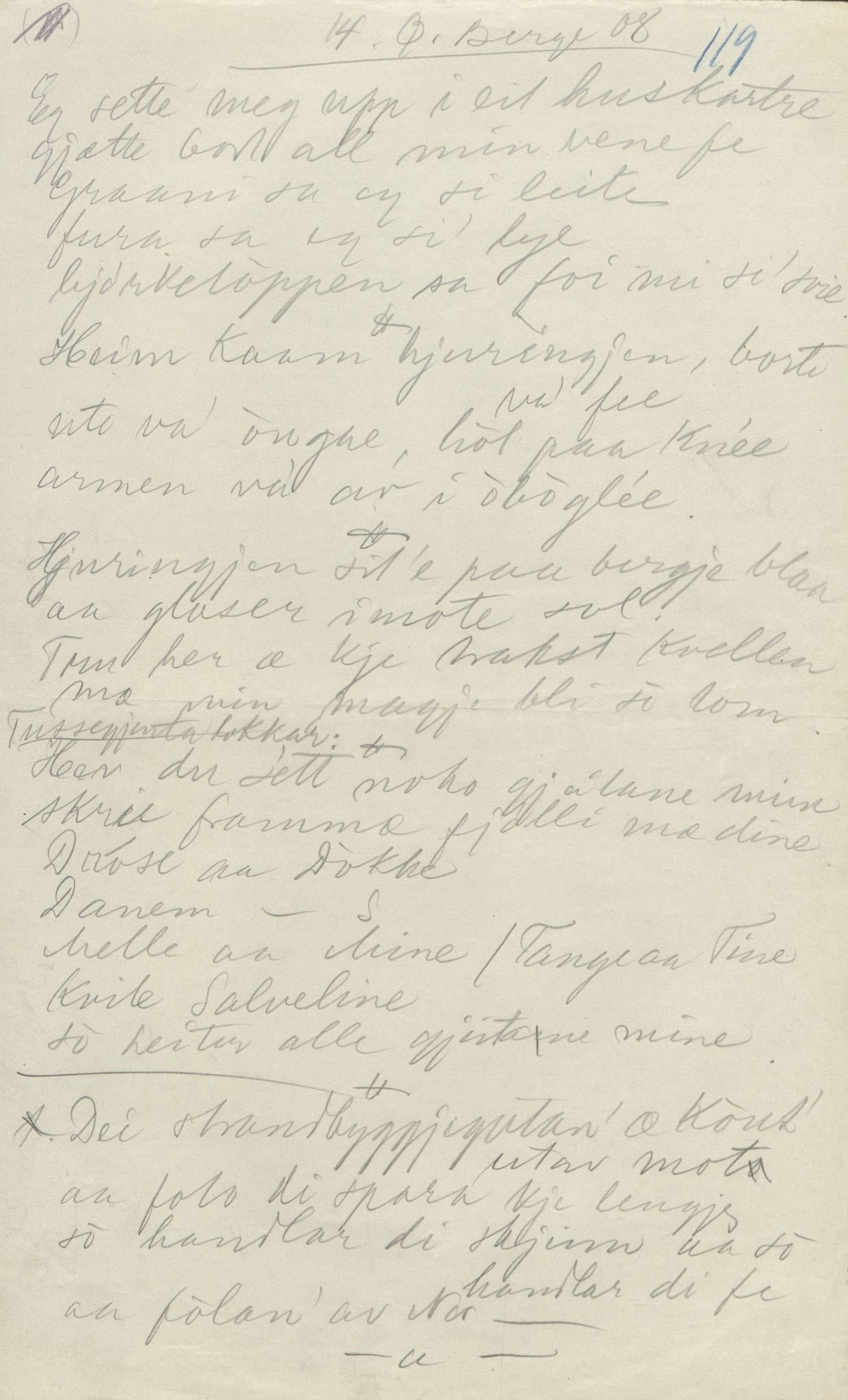 Rikard Berge, TEMU/TGM-A-1003/F/L0004/0044: 101-159 / 147 Visa om Storegut 4 vers. Også diverse kjelder. , 1906-1908, s. 119