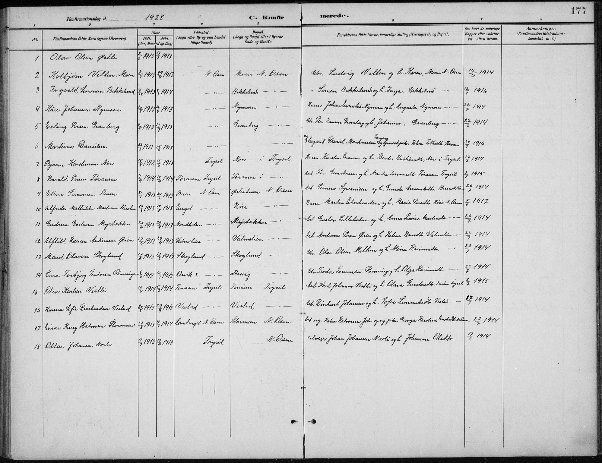 Åmot prestekontor, Hedmark, AV/SAH-PREST-056/H/Ha/Hab/L0003: Klokkerbok nr. 3, 1902-1938, s. 177