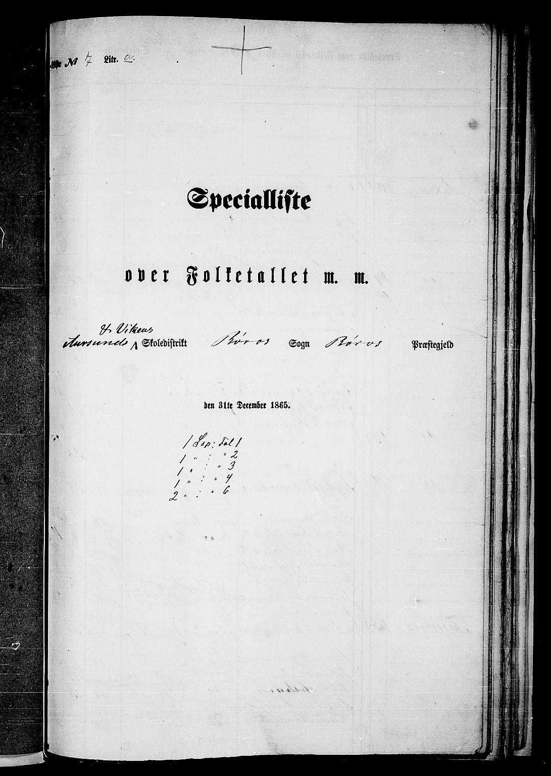 RA, Folketelling 1865 for 1640P Røros prestegjeld, 1865, s. 117