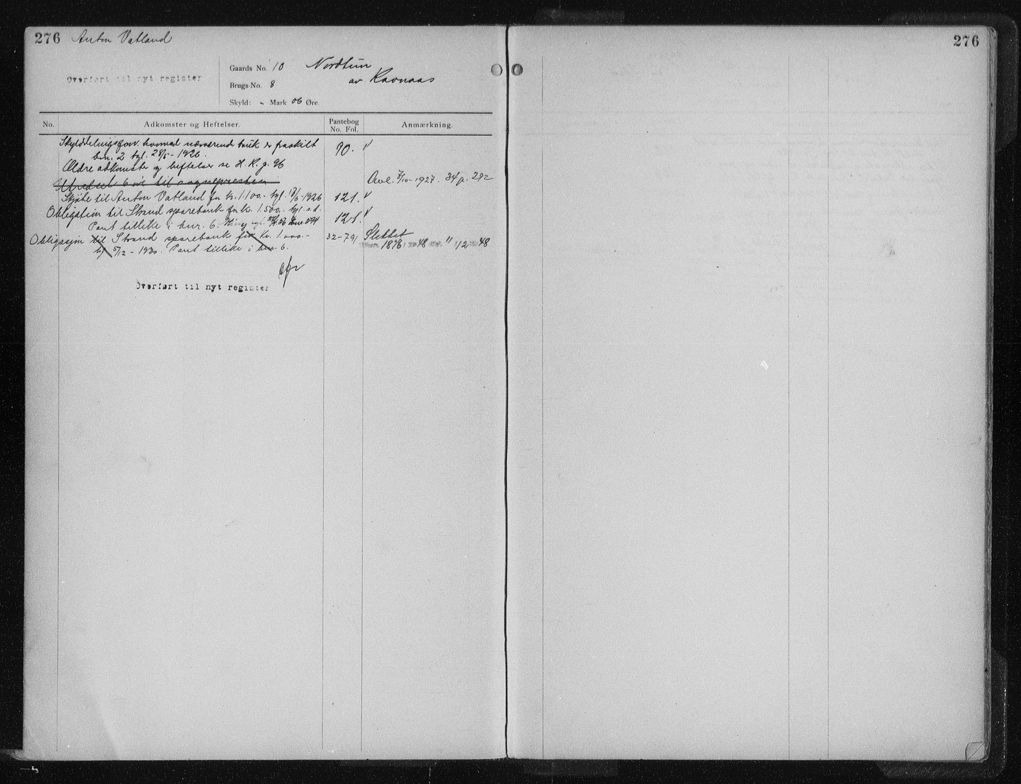 Ryfylke tingrett, AV/SAST-A-100055/001/II/IIA/L0009: Panteregister nr. II A 9, 1913, s. 276