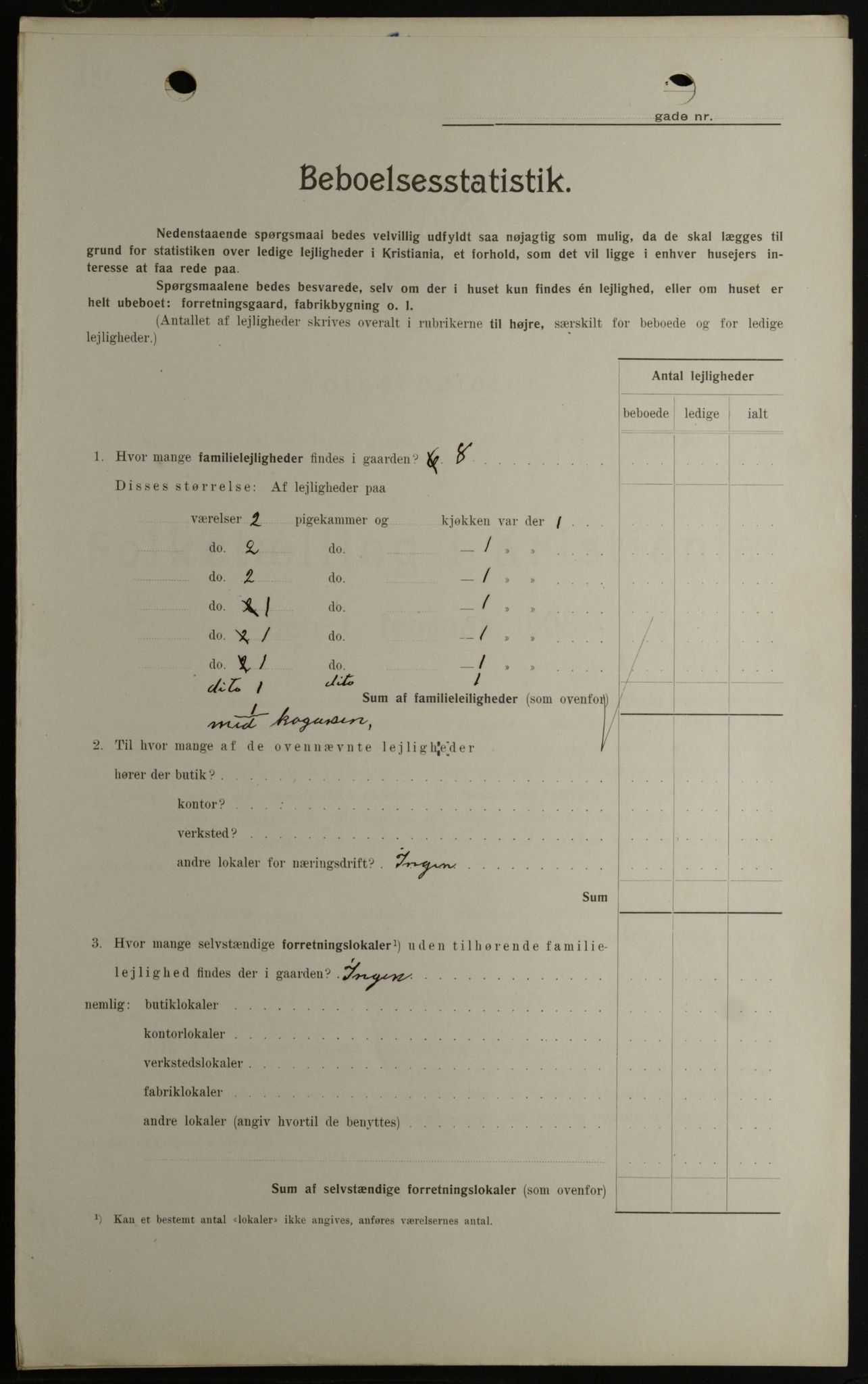 OBA, Kommunal folketelling 1.2.1908 for Kristiania kjøpstad, 1908, s. 103626