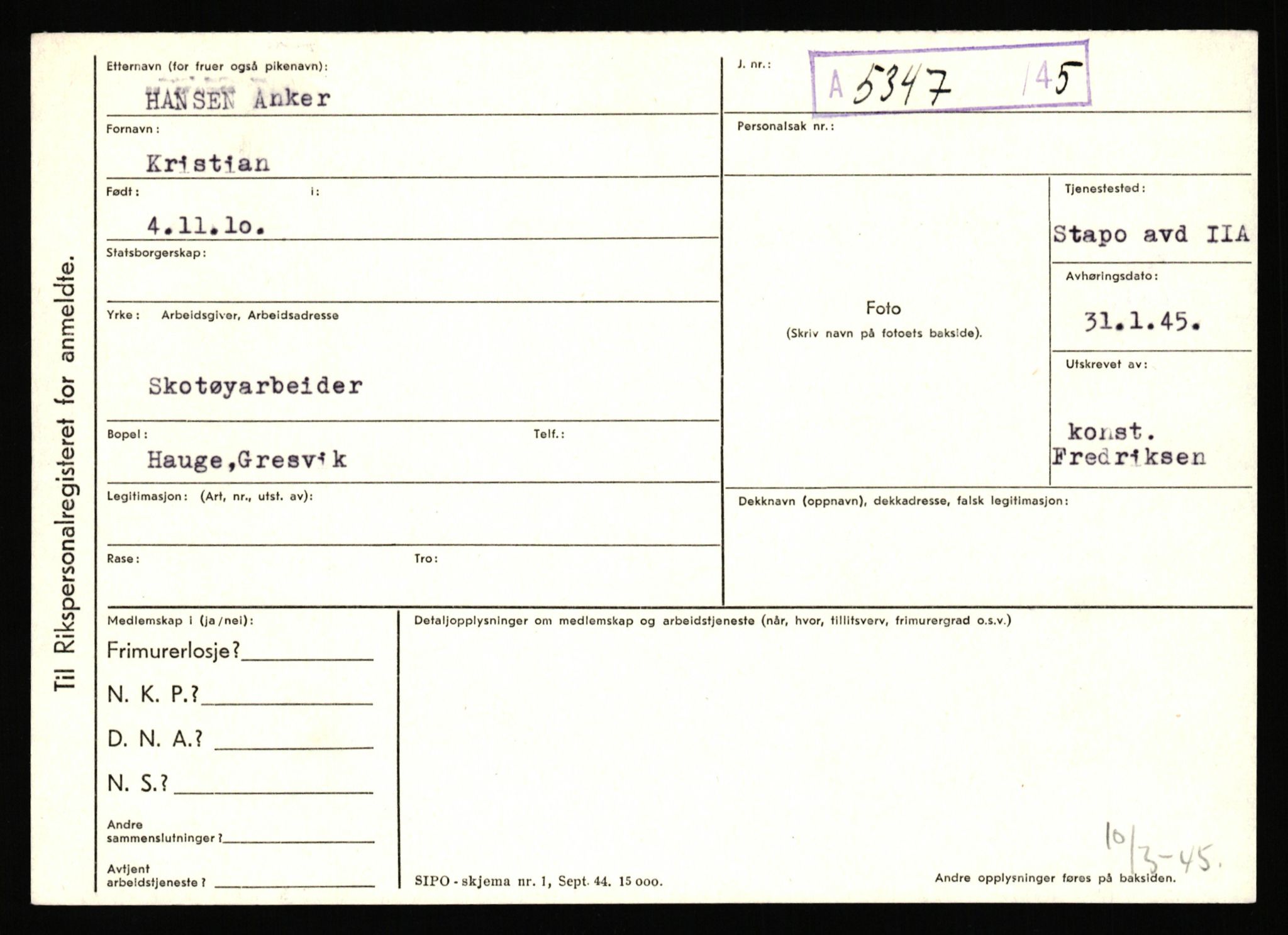 Statspolitiet - Hovedkontoret / Osloavdelingen, AV/RA-S-1329/C/Ca/L0001: Aabakken - Armann, 1943-1945, s. 4358