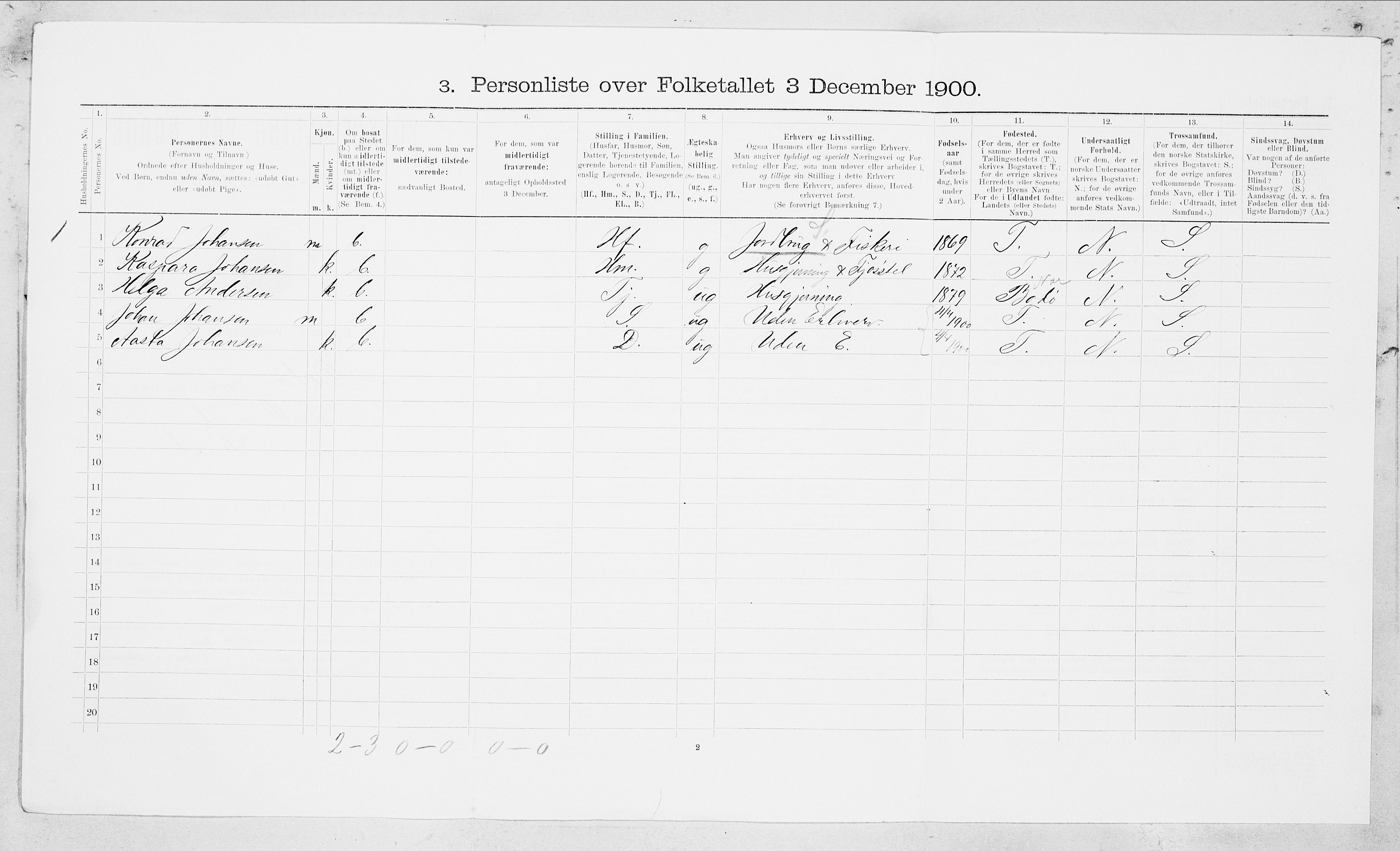 SAT, Folketelling 1900 for 1843 Bodin herred, 1900, s. 313