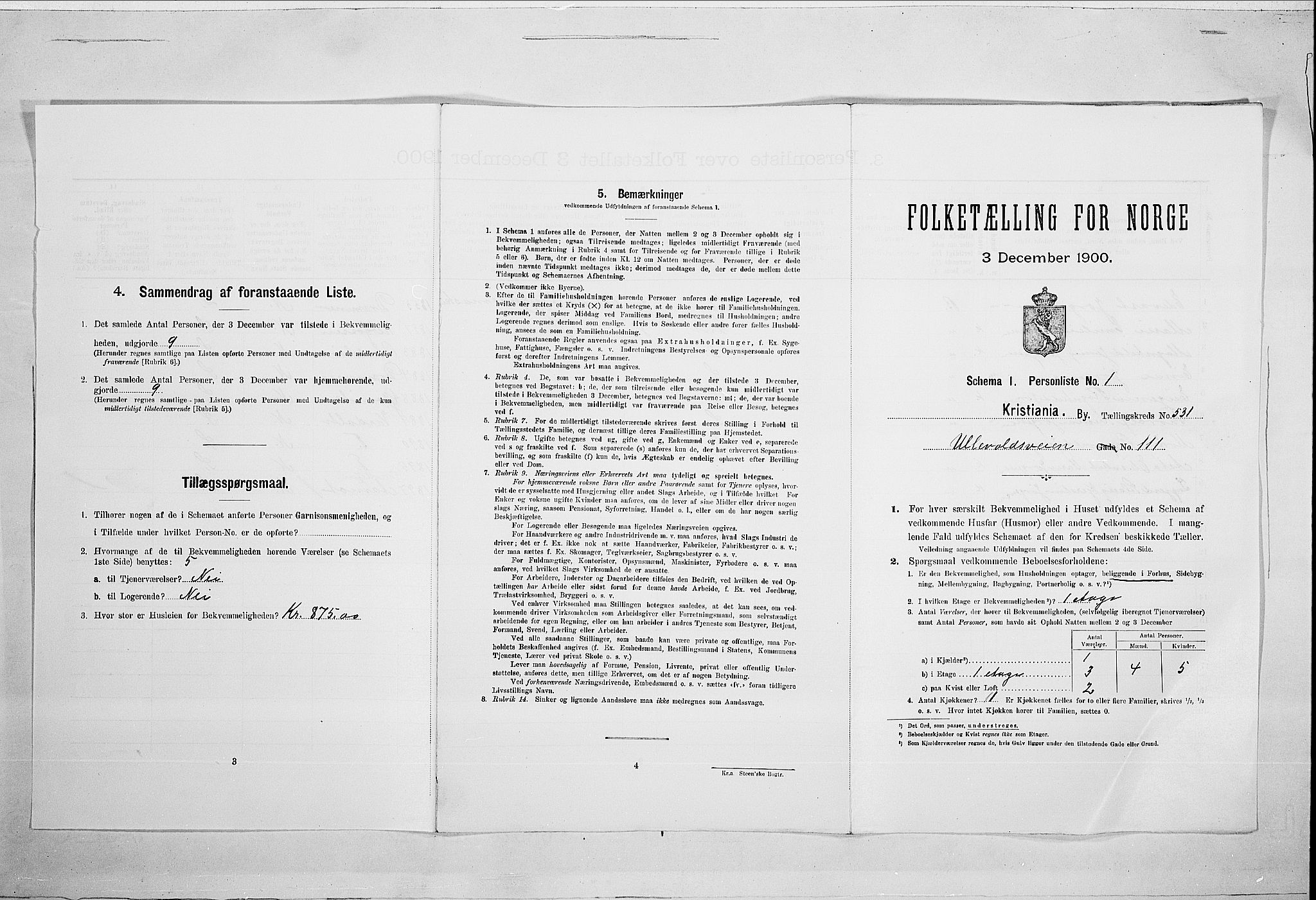 SAO, Folketelling 1900 for 0301 Kristiania kjøpstad, 1900, s. 107556