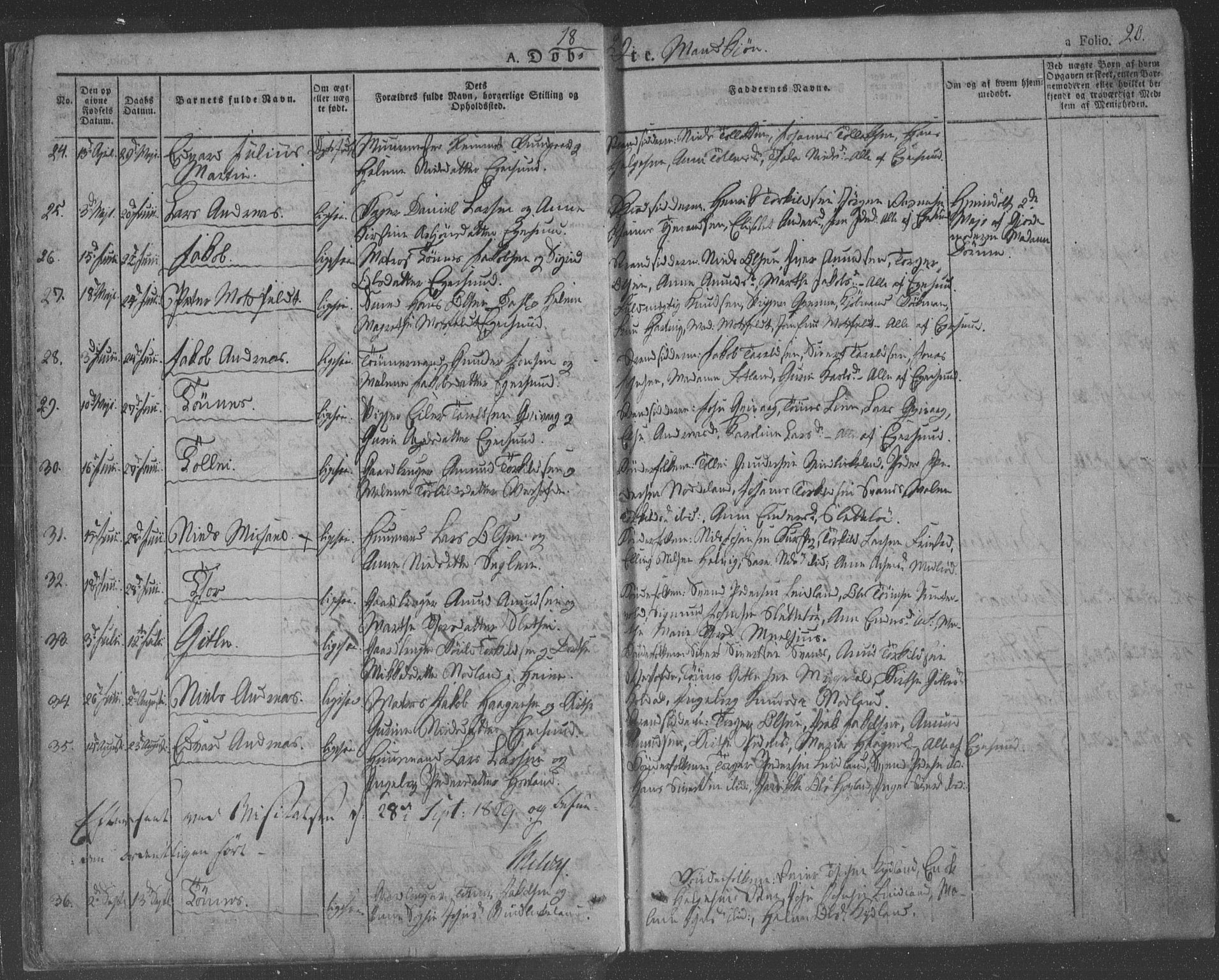 Eigersund sokneprestkontor, AV/SAST-A-101807/S08/L0009: Ministerialbok nr. A 9, 1827-1850, s. 20