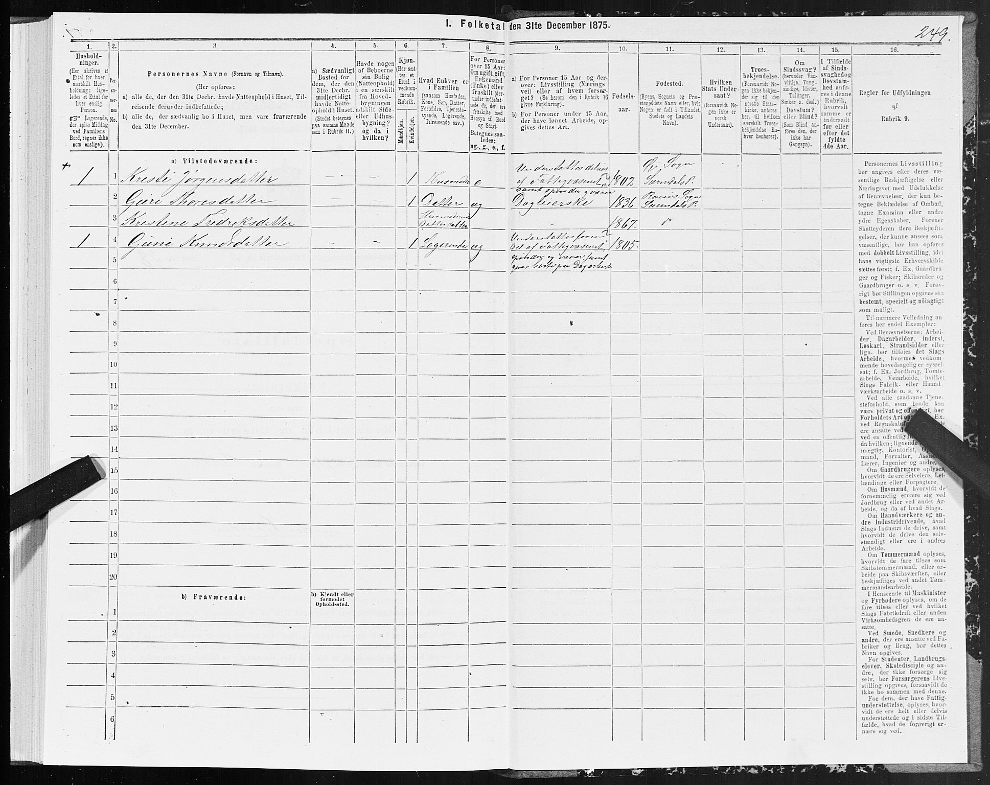 SAT, Folketelling 1875 for 1566P Surnadal prestegjeld, 1875, s. 2249