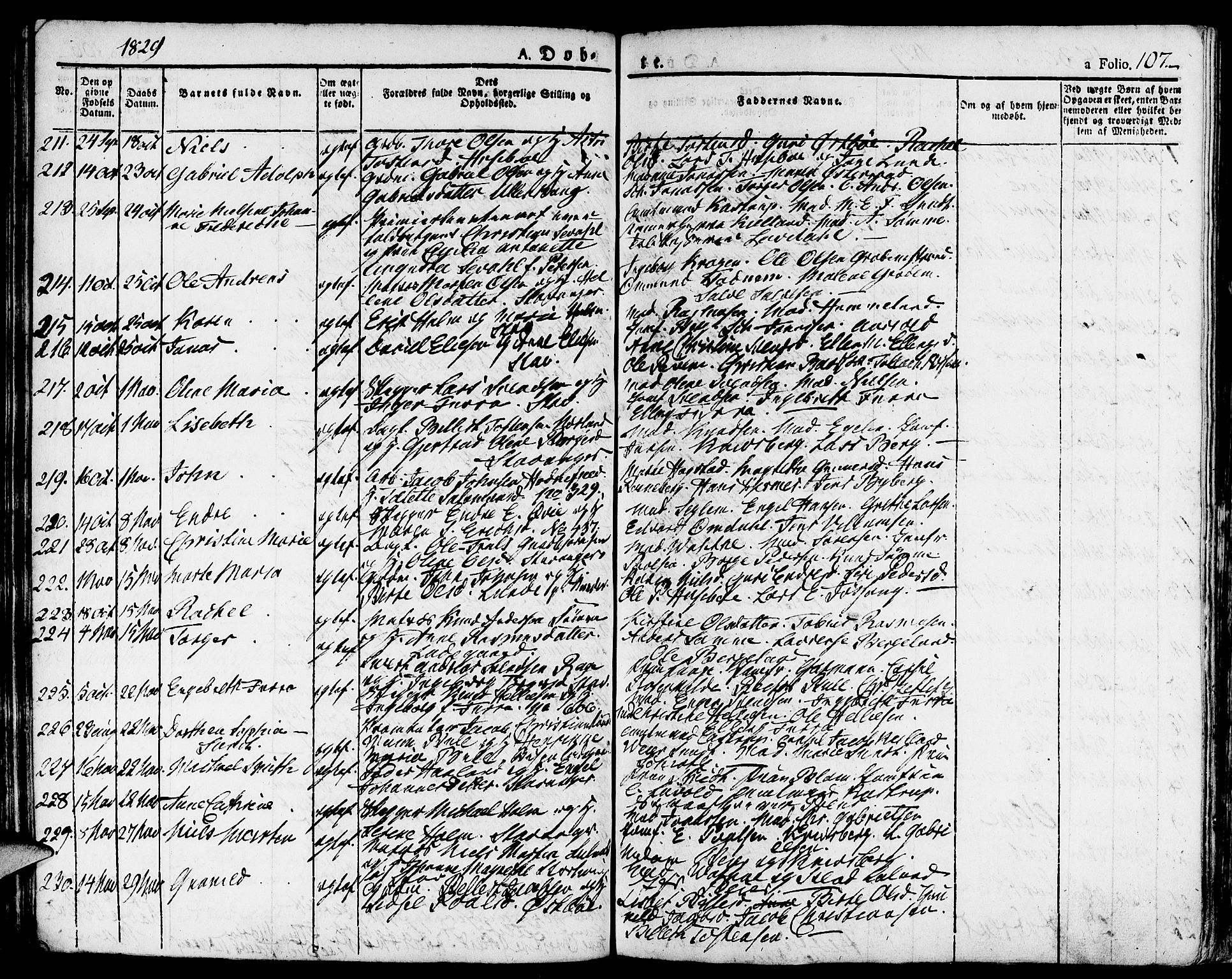 Domkirken sokneprestkontor, AV/SAST-A-101812/001/30/30BA/L0009: Ministerialbok nr. A 9, 1821-1832, s. 107