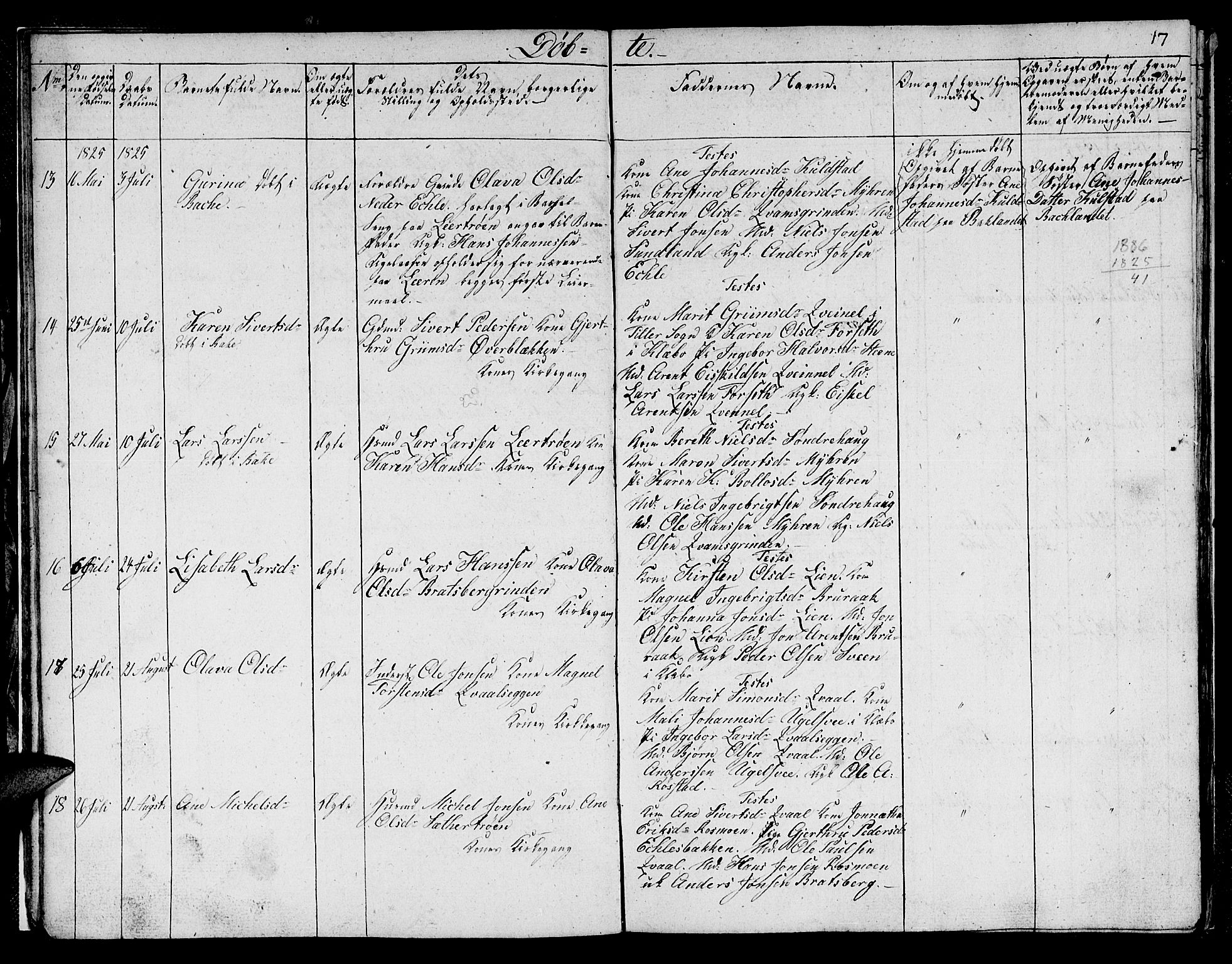 Ministerialprotokoller, klokkerbøker og fødselsregistre - Sør-Trøndelag, AV/SAT-A-1456/608/L0337: Klokkerbok nr. 608C03, 1821-1831, s. 17