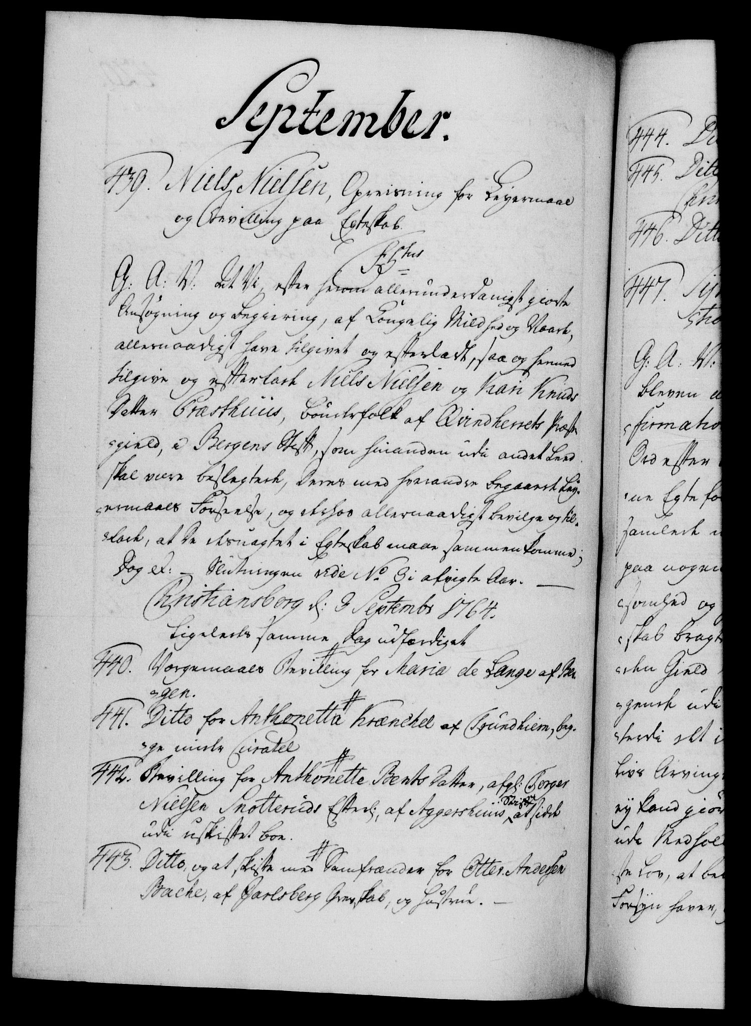 Danske Kanselli 1572-1799, RA/EA-3023/F/Fc/Fca/Fcaa/L0042: Norske registre, 1763-1766, s. 420b