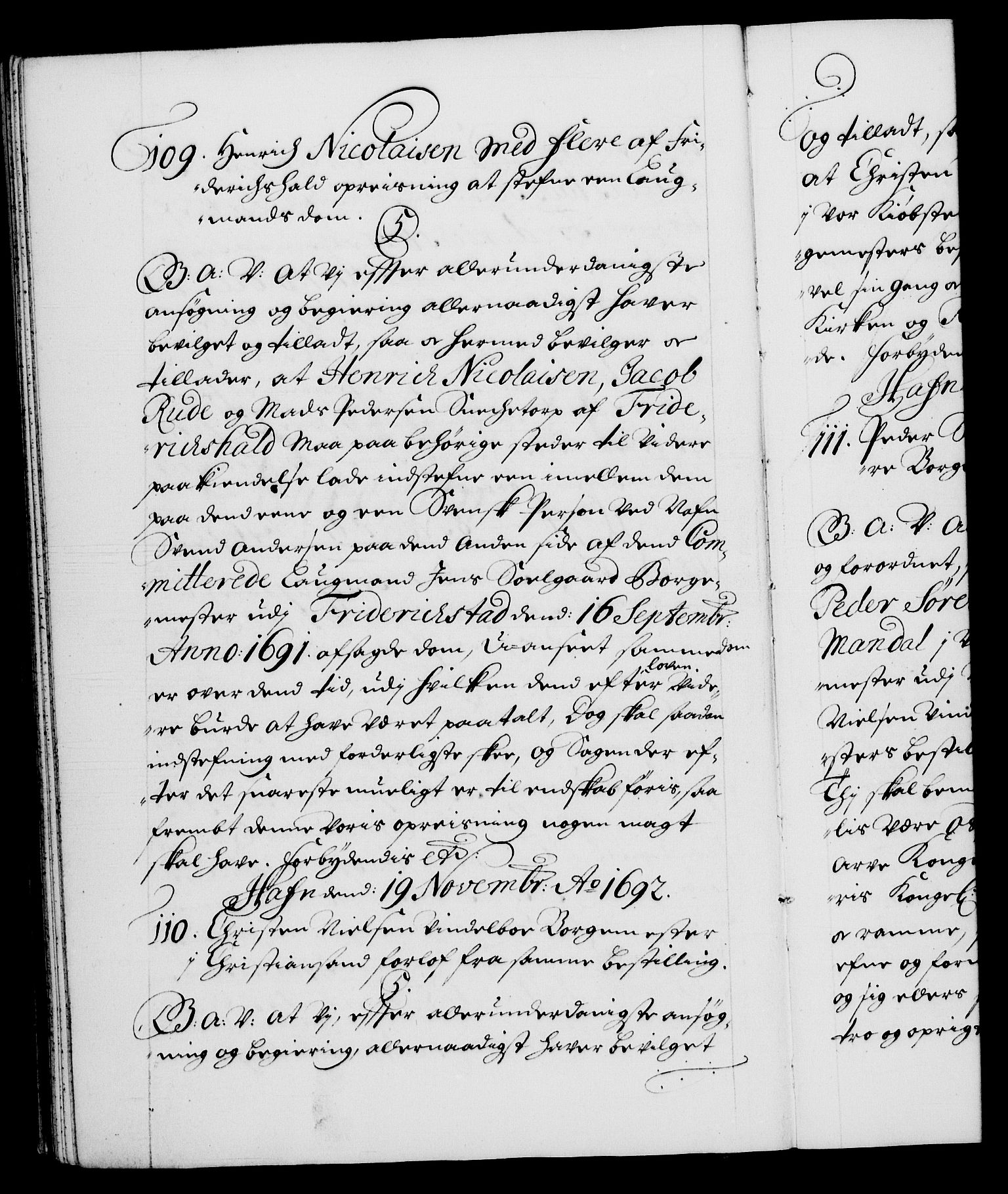 Danske Kanselli 1572-1799, RA/EA-3023/F/Fc/Fca/Fcaa/L0016: Norske registre (mikrofilm), 1692-1697, s. 54b