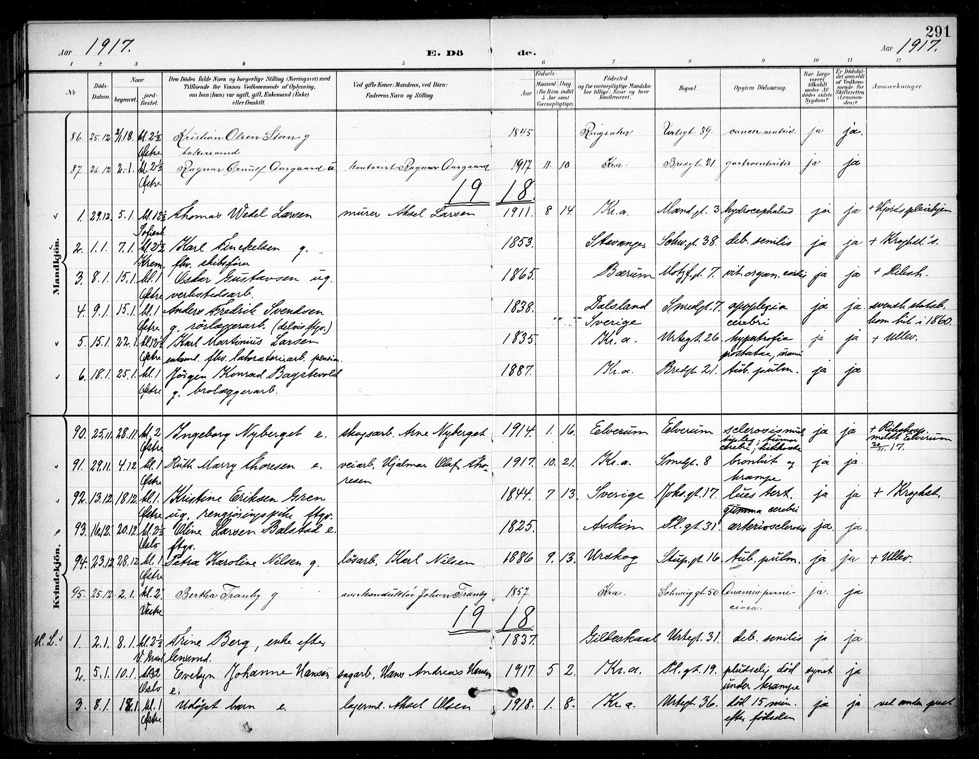 Grønland prestekontor Kirkebøker, AV/SAO-A-10848/F/Fa/L0016: Ministerialbok nr. 16, 1898-1918, s. 291
