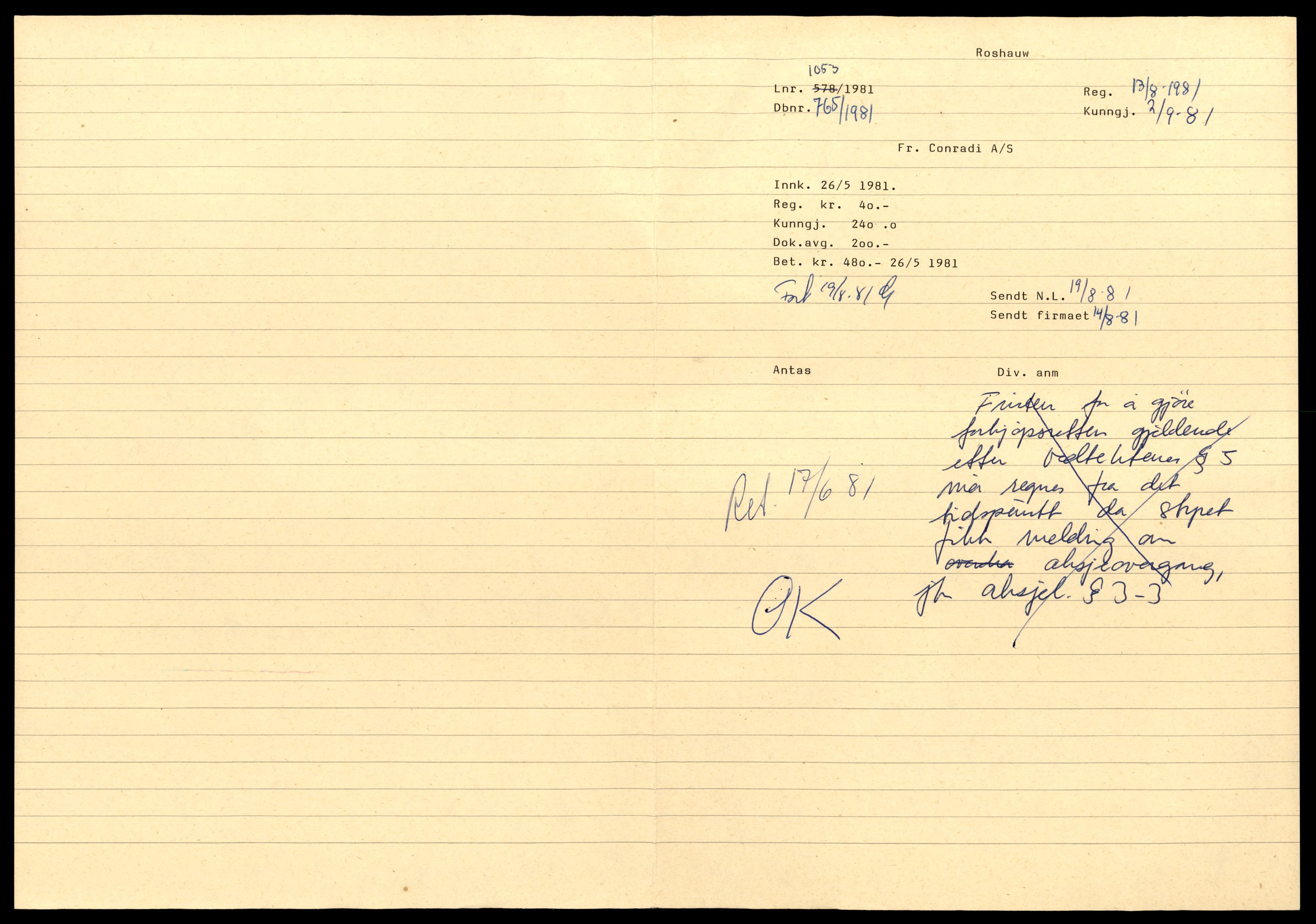 Asker og Bærum tingrett, AV/SAT-A-10379/K/Kb/Kbb/L0014: Aksjeselskap i Asker, Con - Dr, 1971-1991, s. 1