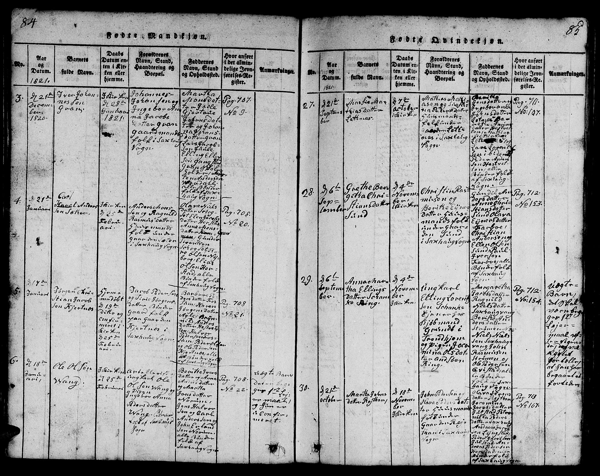 Ministerialprotokoller, klokkerbøker og fødselsregistre - Nord-Trøndelag, SAT/A-1458/730/L0298: Klokkerbok nr. 730C01, 1816-1849, s. 84-85